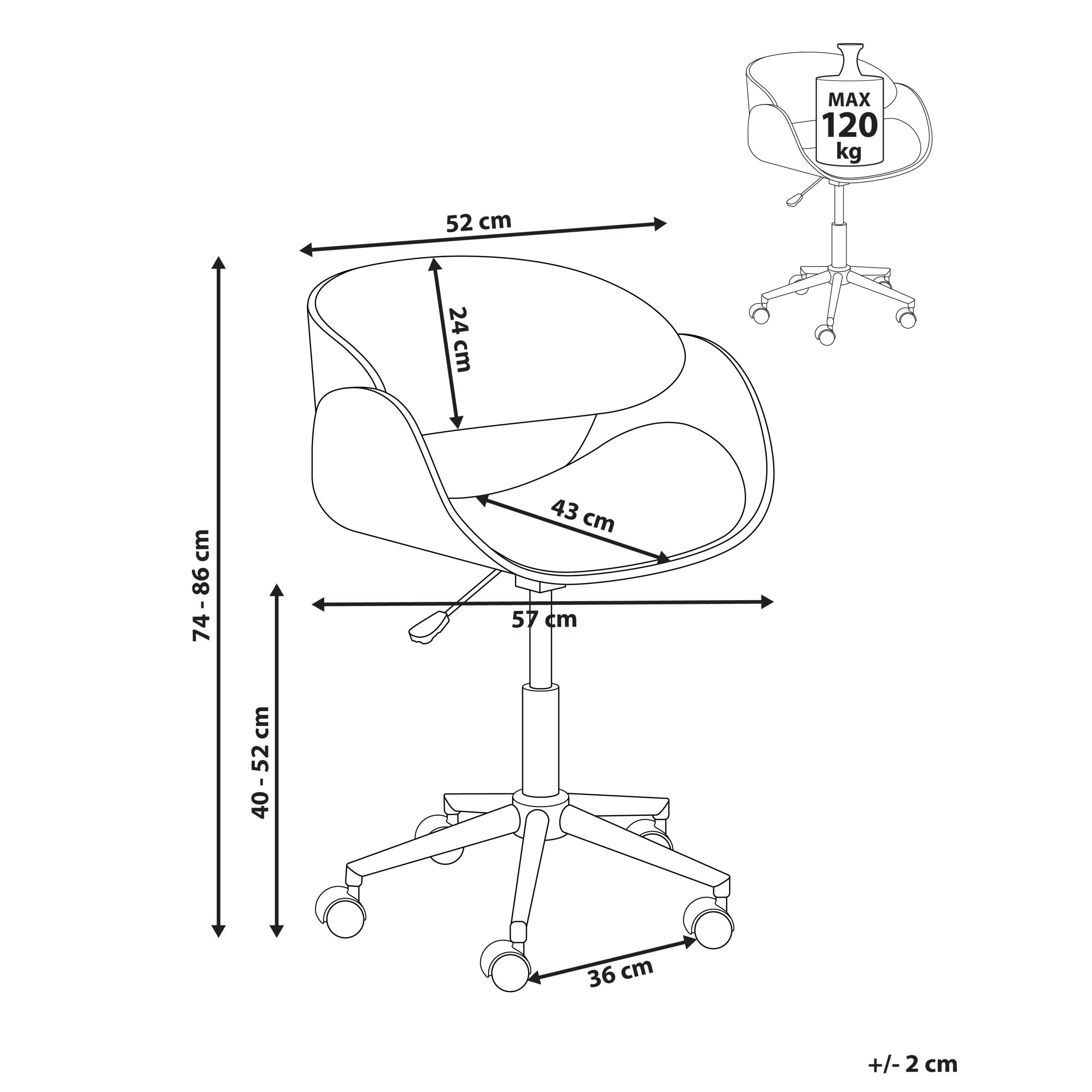 Scaun de birou PALATKA Piele ecologică Alb [3]