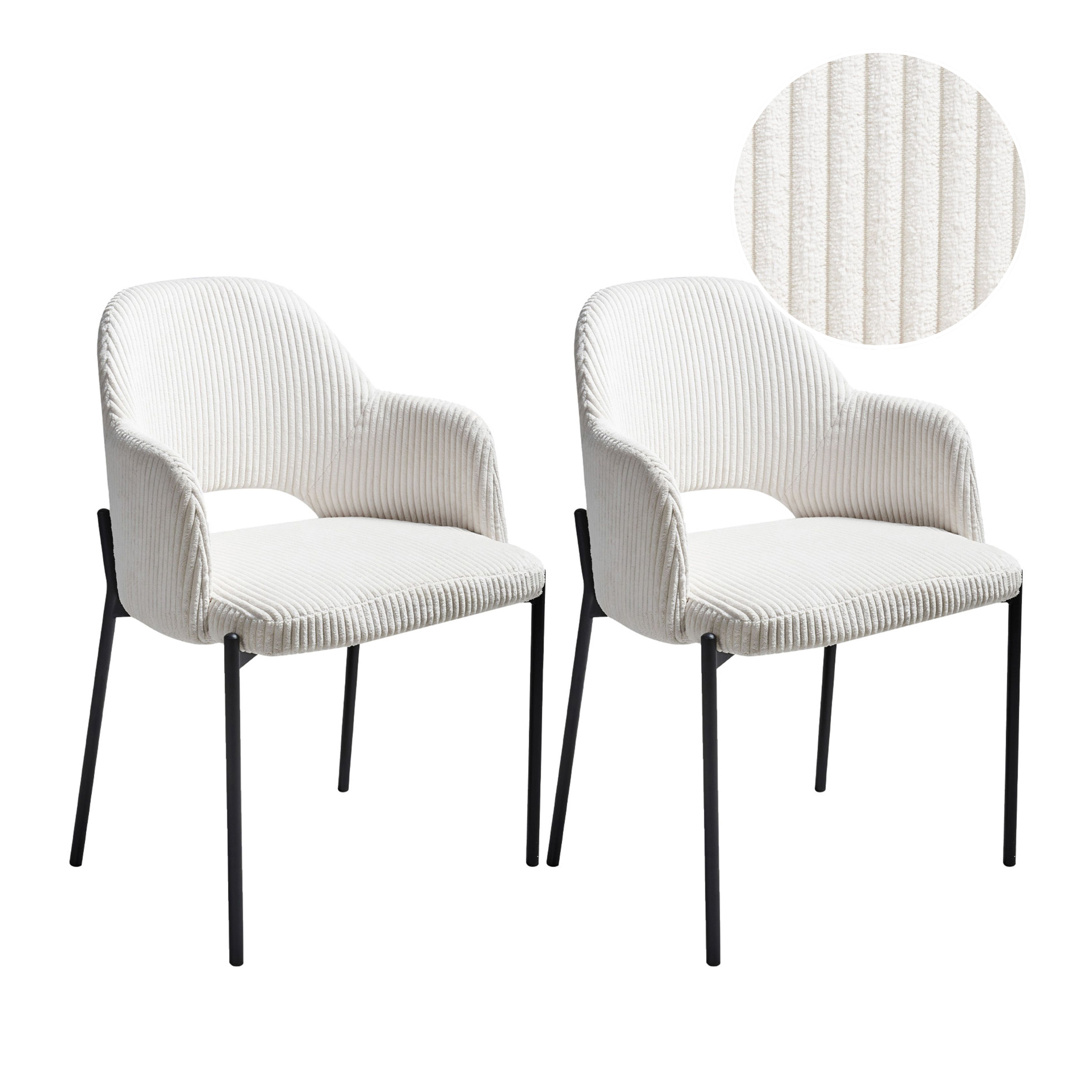 Set of 2 dining chairs RATON Off-white suede [2]