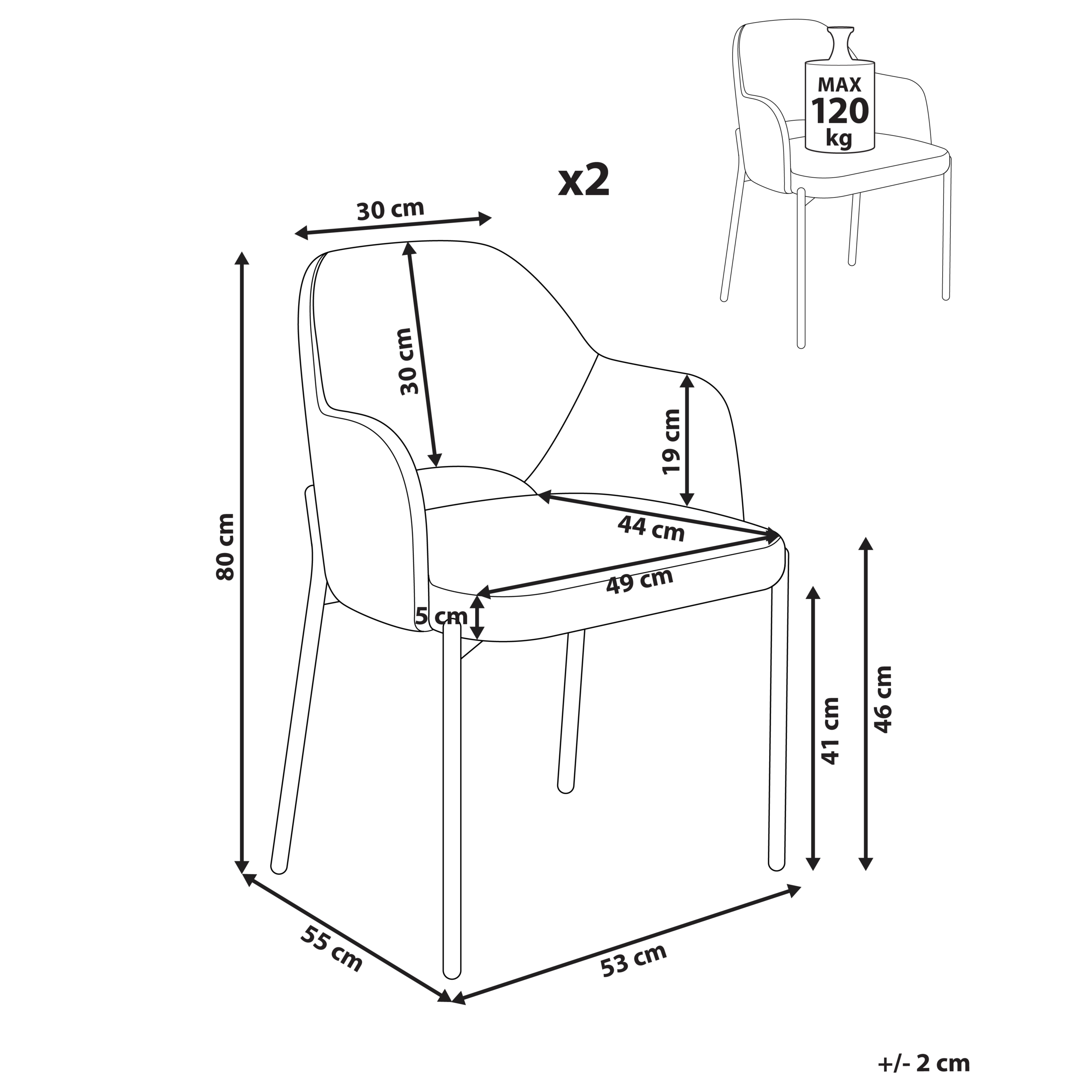 Set of 2 dining chairs RATON Off-white suede [3]