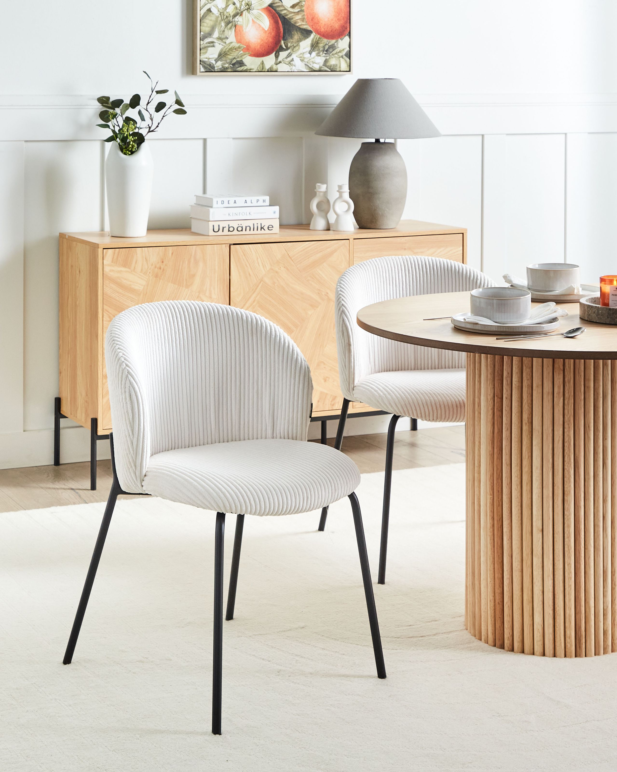 Scaun dining - Set of 2 MILES dining chairs Off-white suede