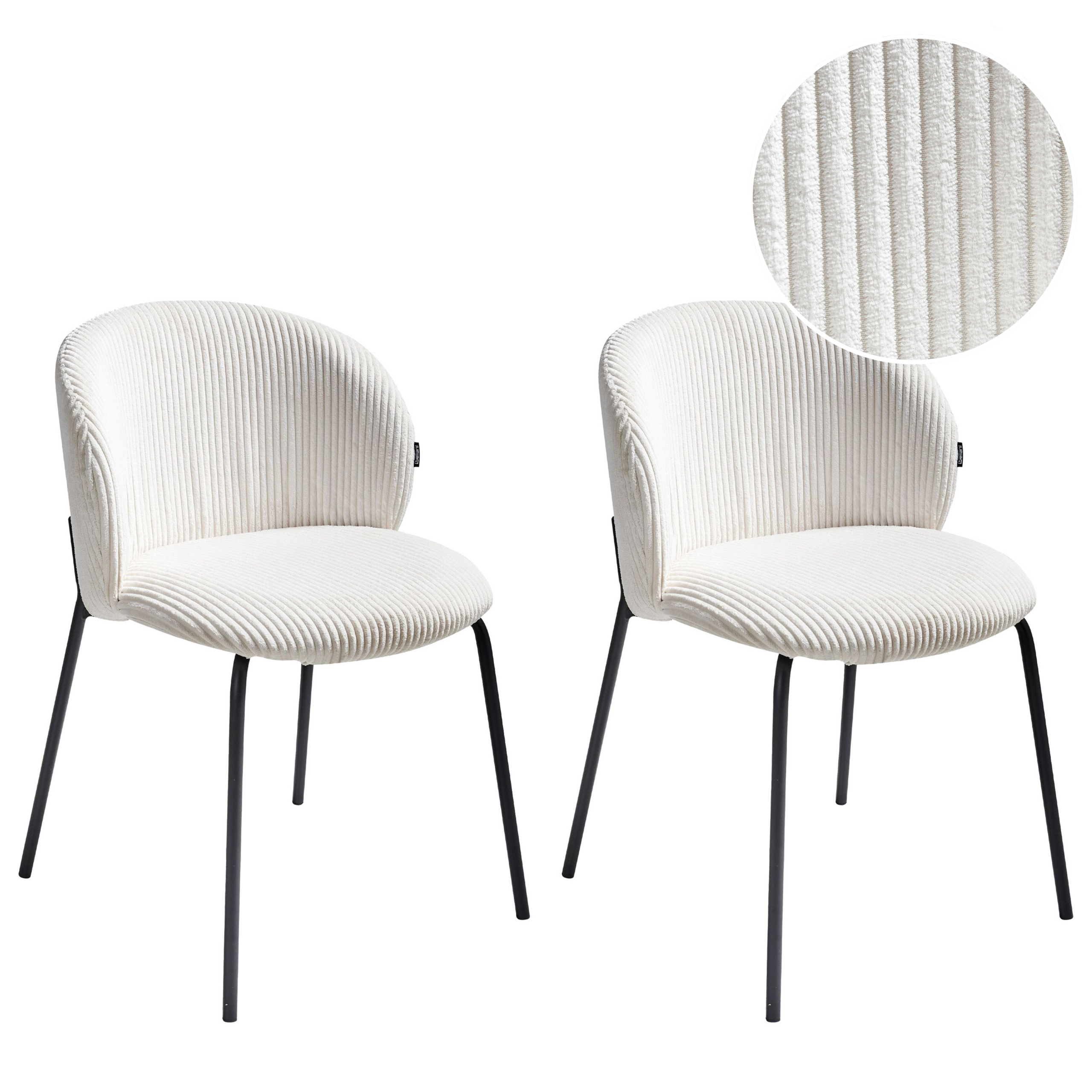 Set de 2 scaune dining MILES Velur Alb-murdar [2]