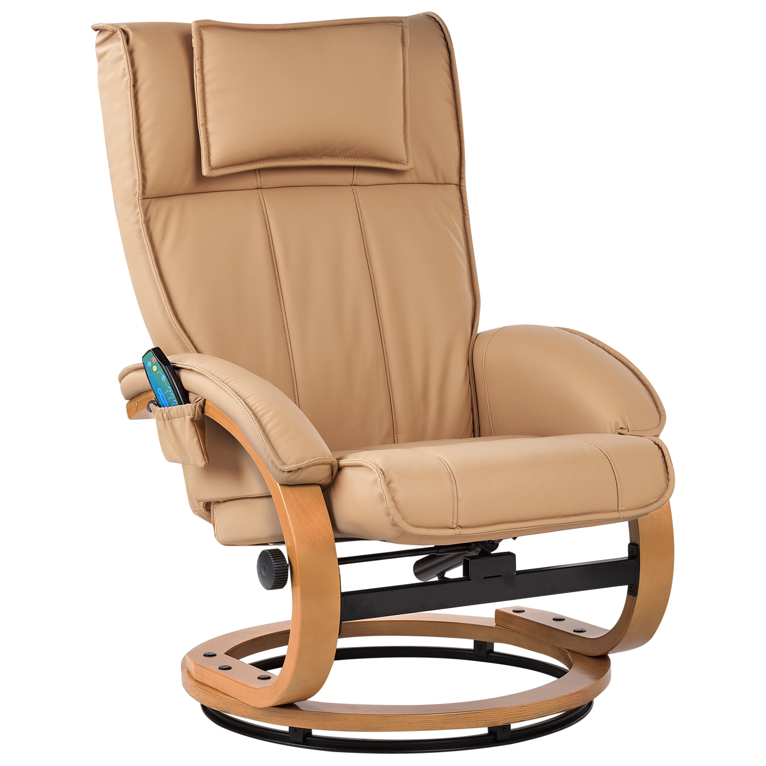 MAJESTIC massage chair with stool Eco-leather Light brown [4]