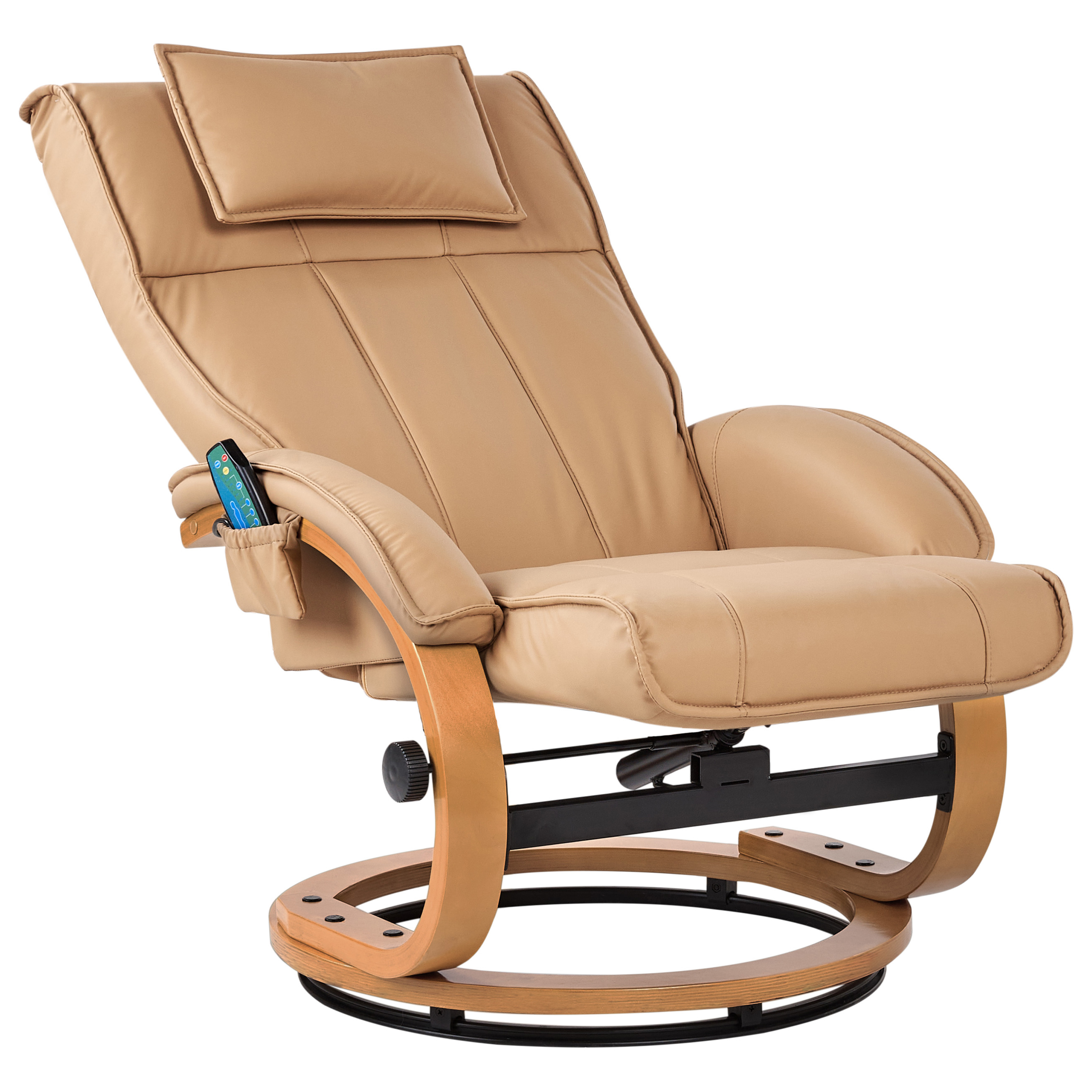 MAJESTIC massage chair with stool Eco-leather Light brown [5]