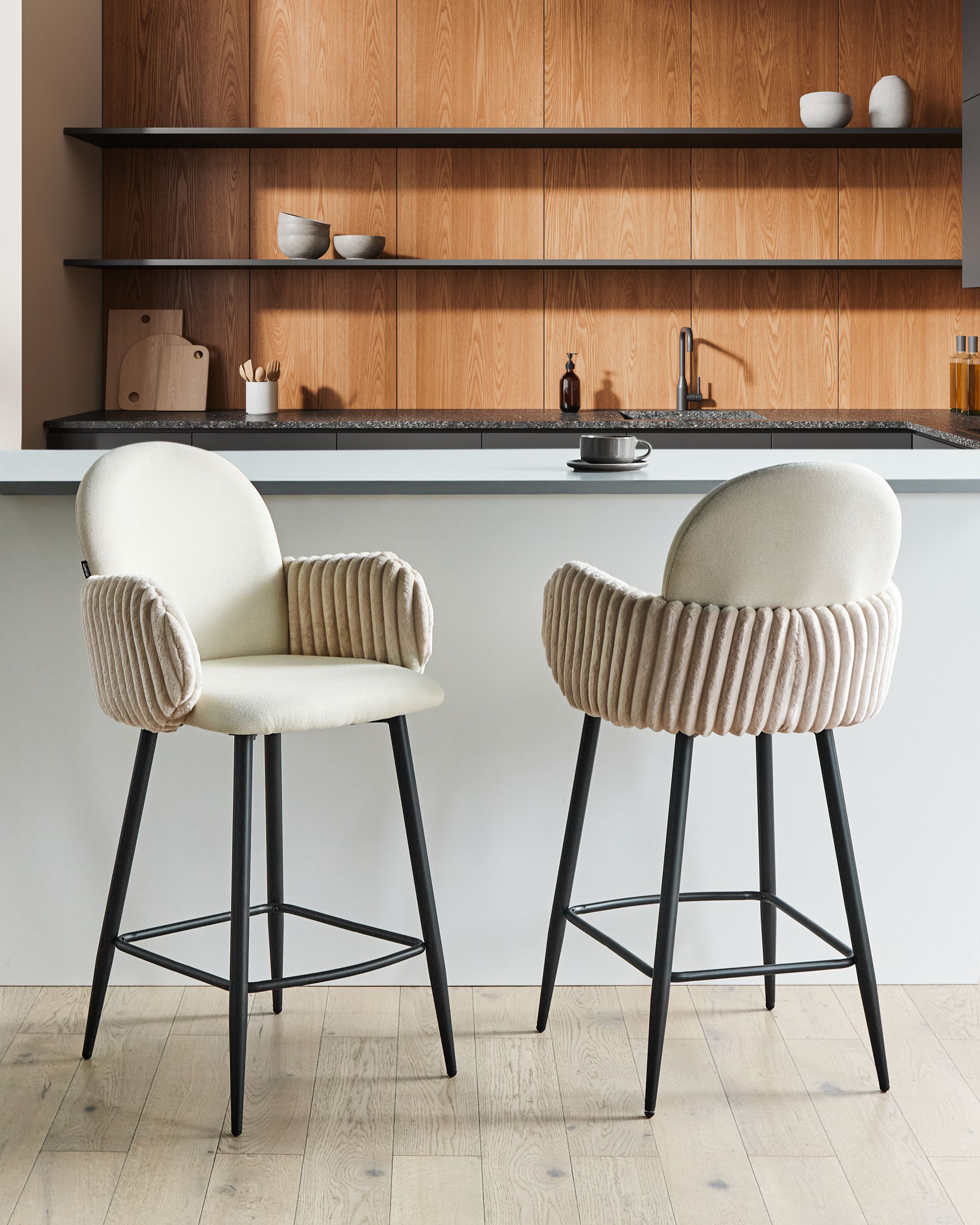 Set de 2 scaune de bar AMITY  Bej deschis [1]