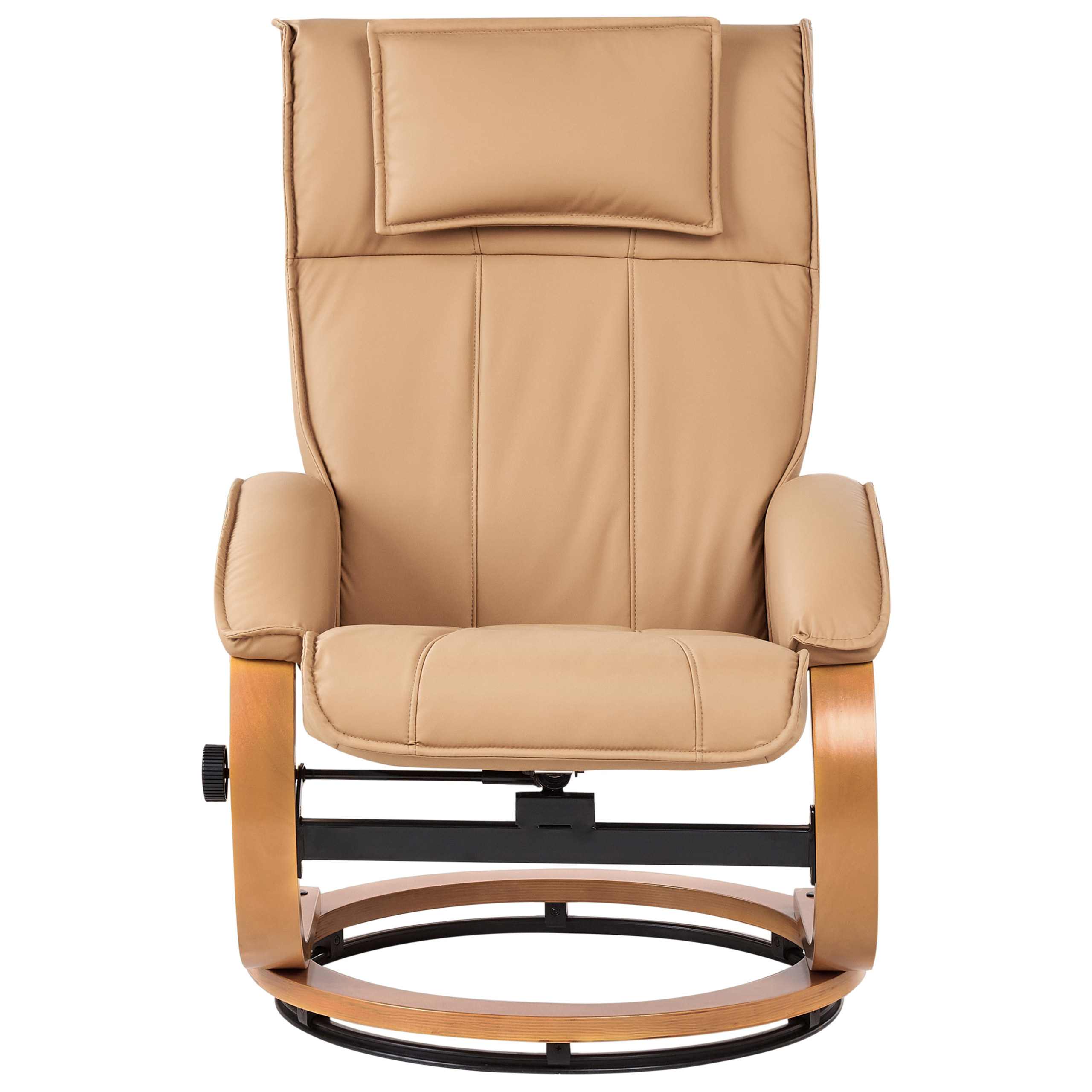 MAJESTIC massage chair with stool Eco-leather Light brown [6]