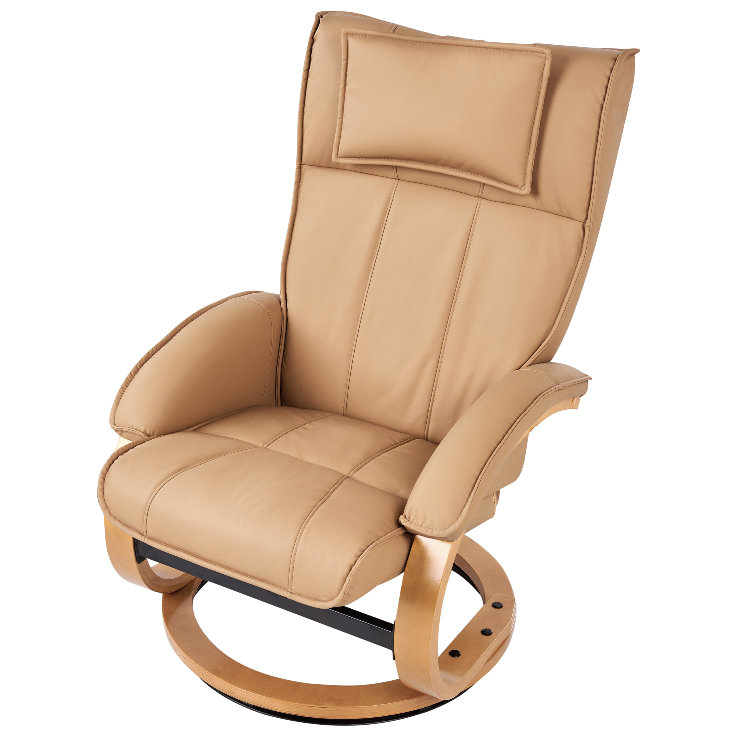 MAJESTIC massage chair with stool Eco-leather Light brown [8]