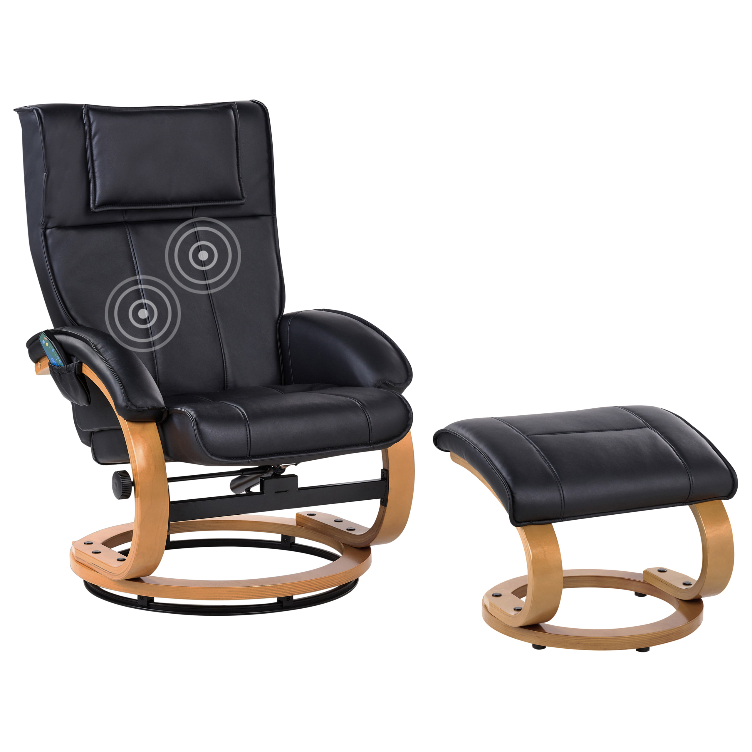 MAJESTIC Massage Chair with Stool Faux Leather Black [2]