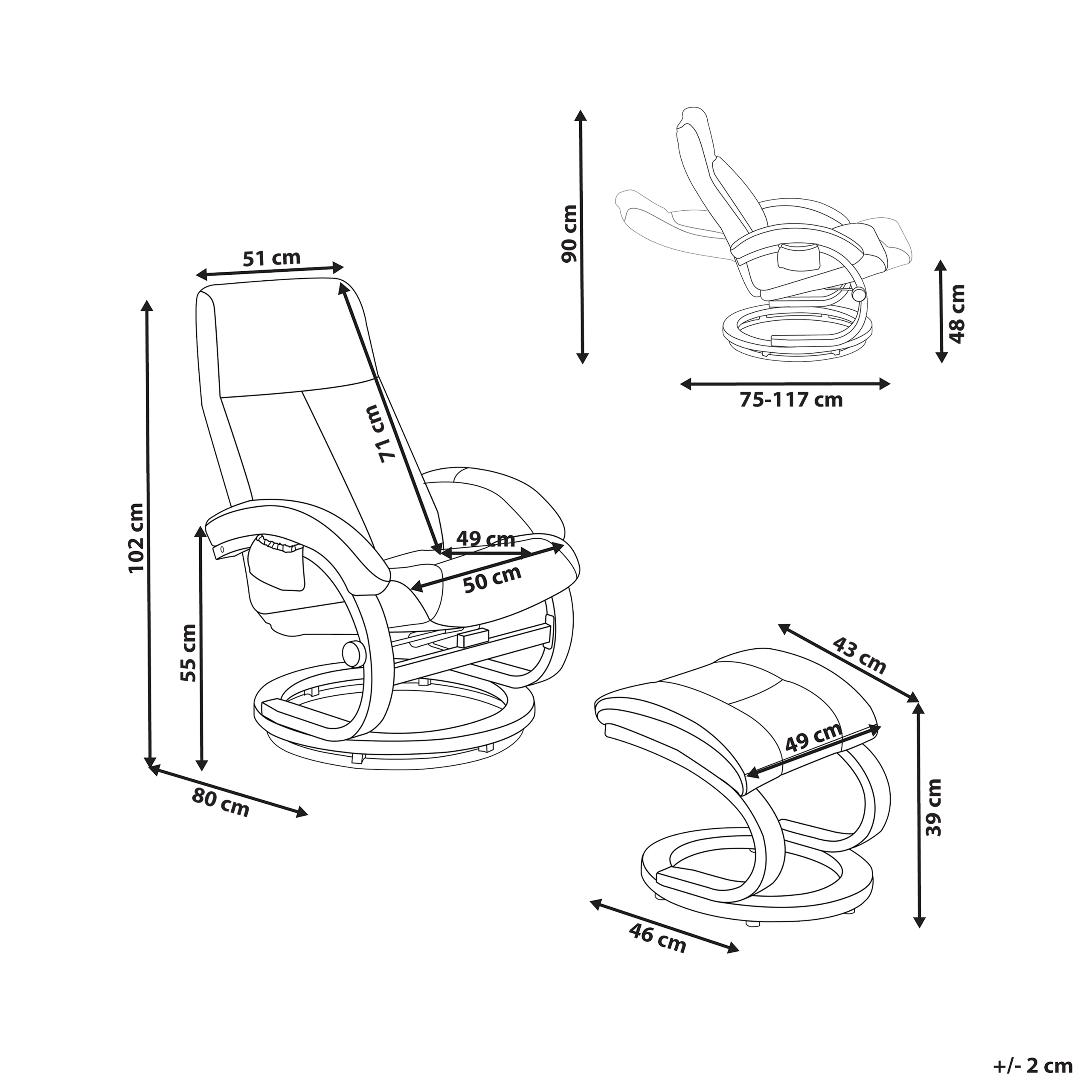 HERO massage chair with stool Beige [3]