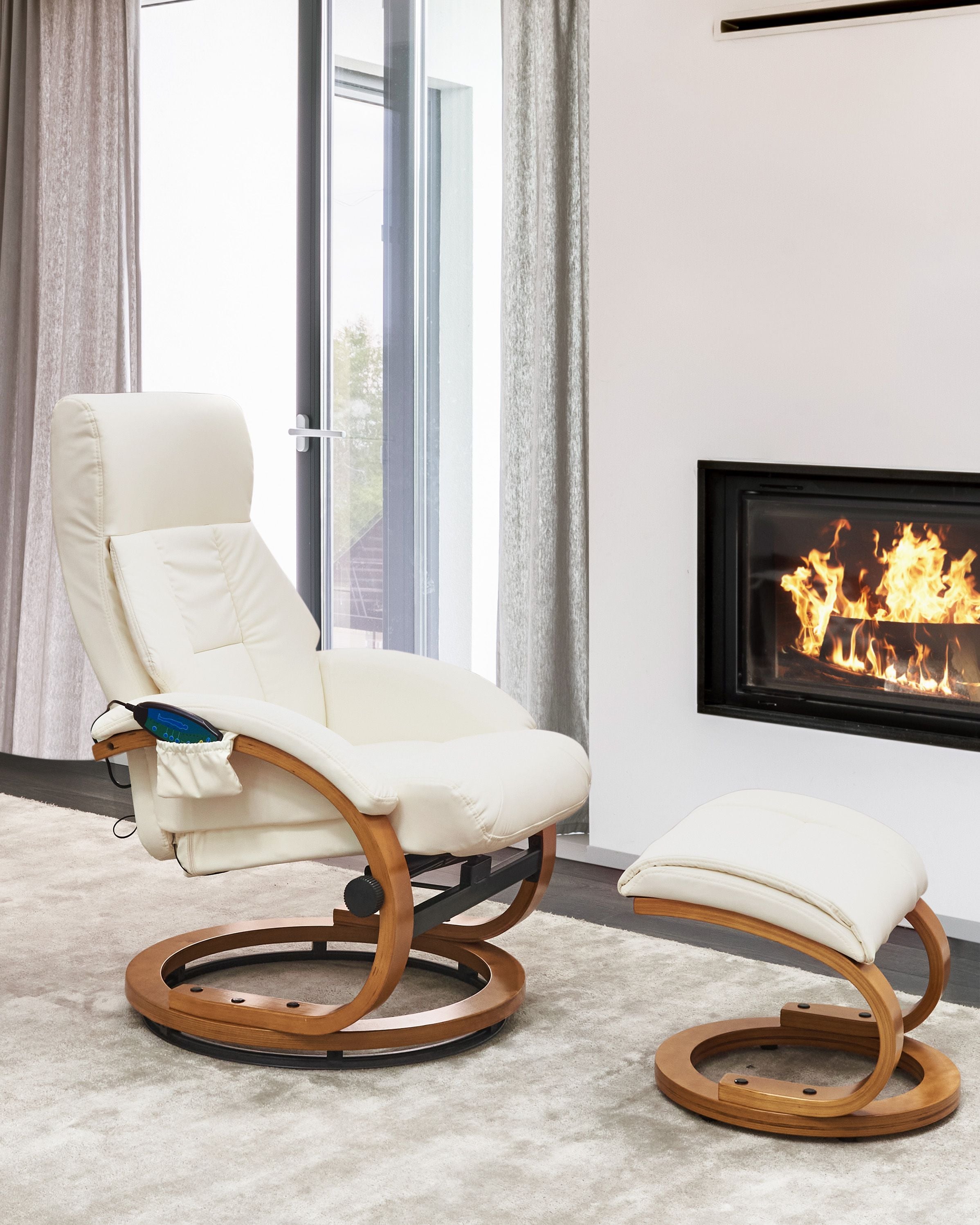 Fotoliu de masaj - FORCE massage armchair with stool Eco-leather White