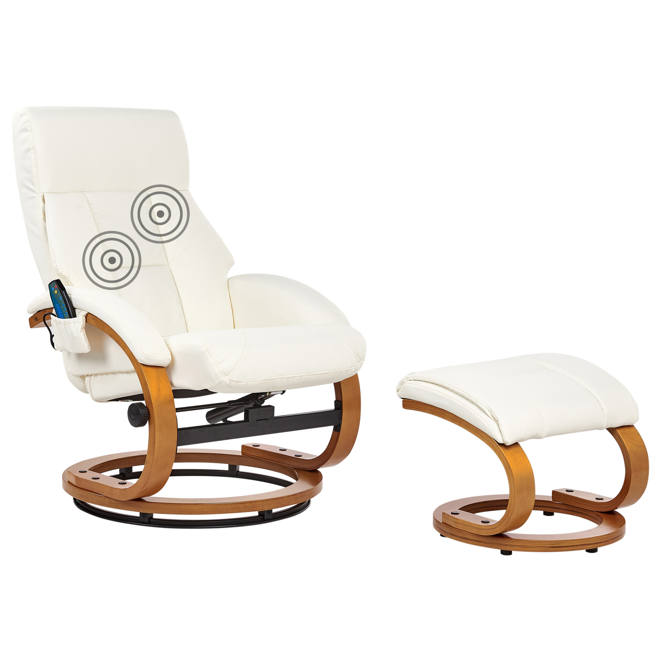 FORCE massage armchair with stool Eco-leather White [2]
