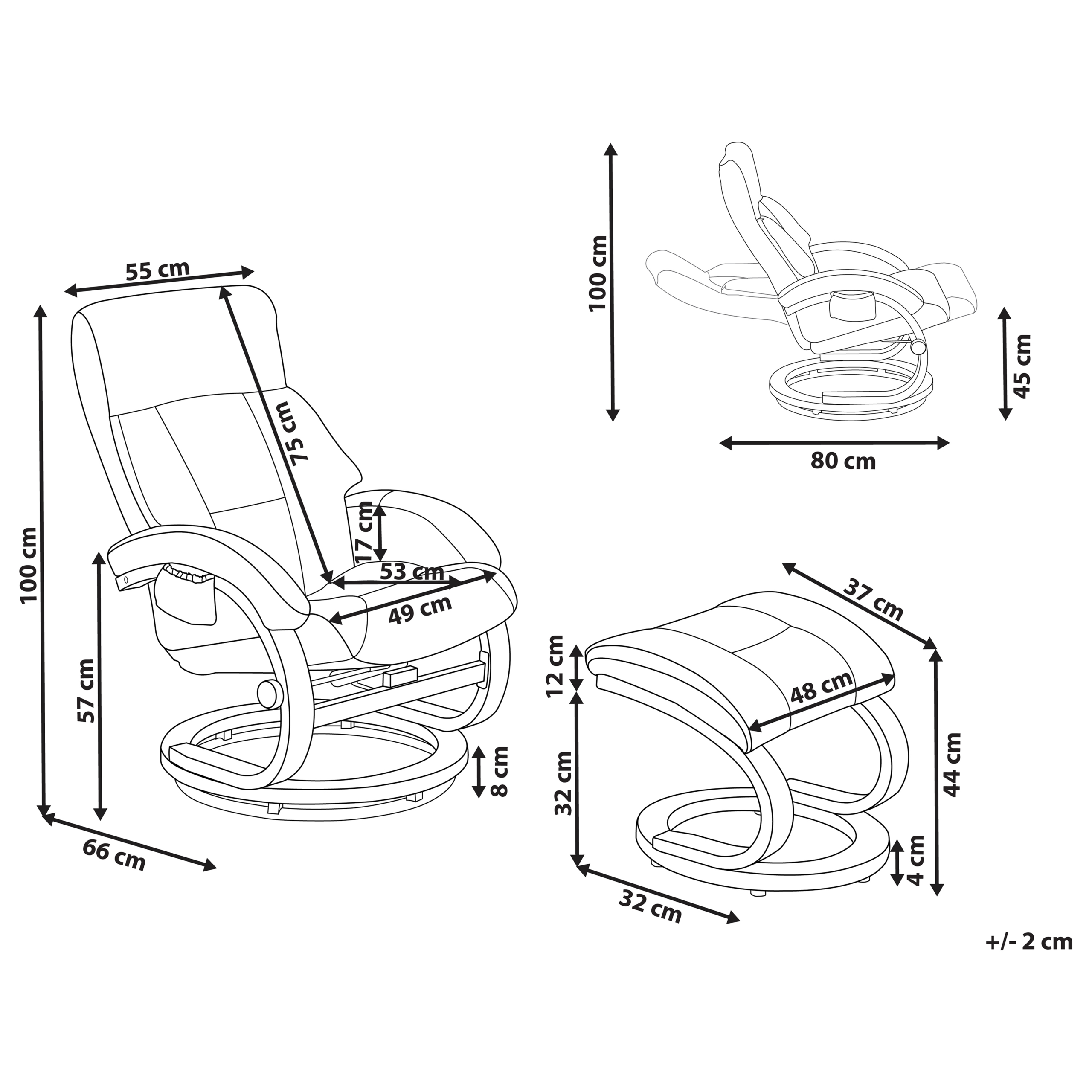 FORCE massage armchair with stool Eco-leather White [3]