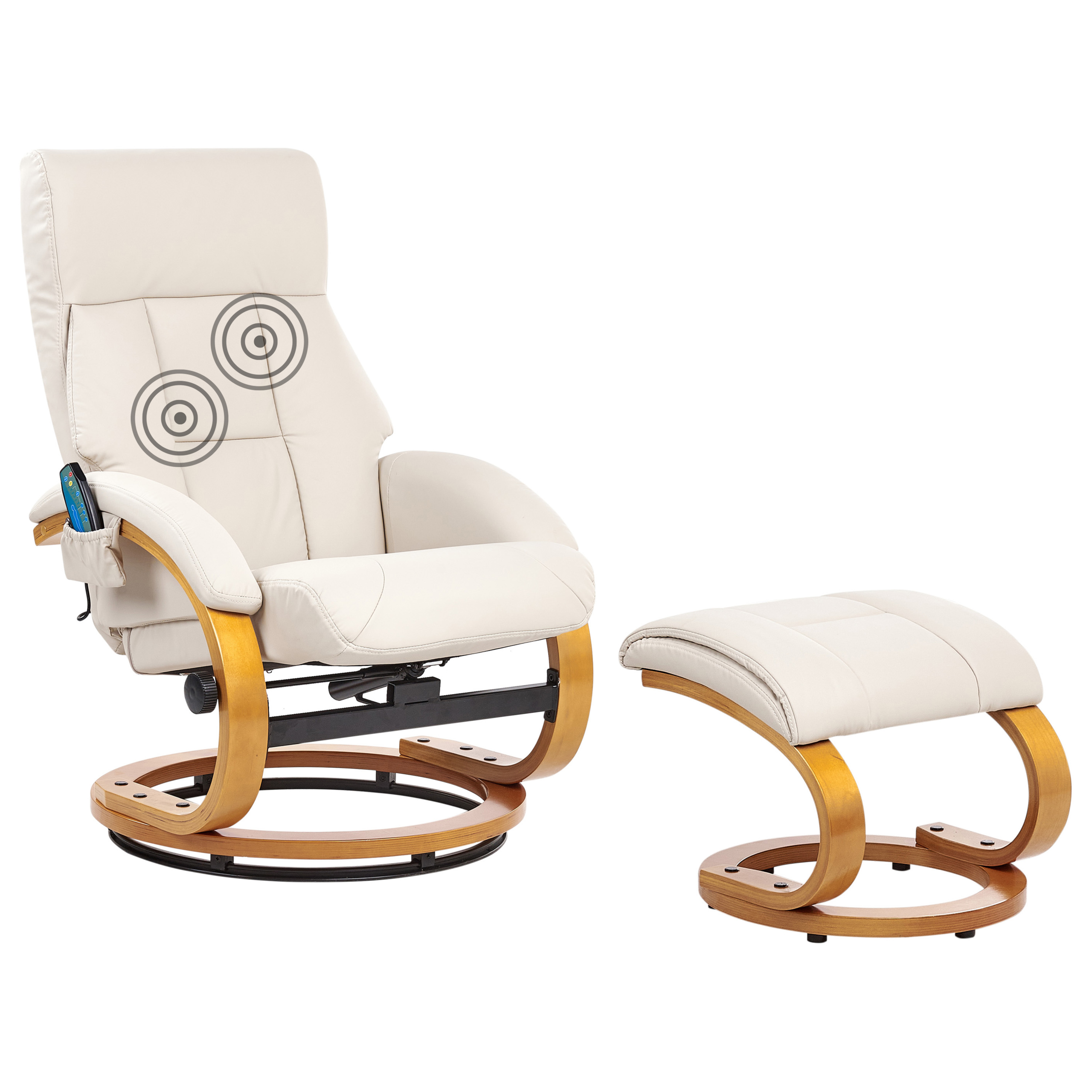 FORCE massage armchair with stool Eco-leather Light beige [2]
