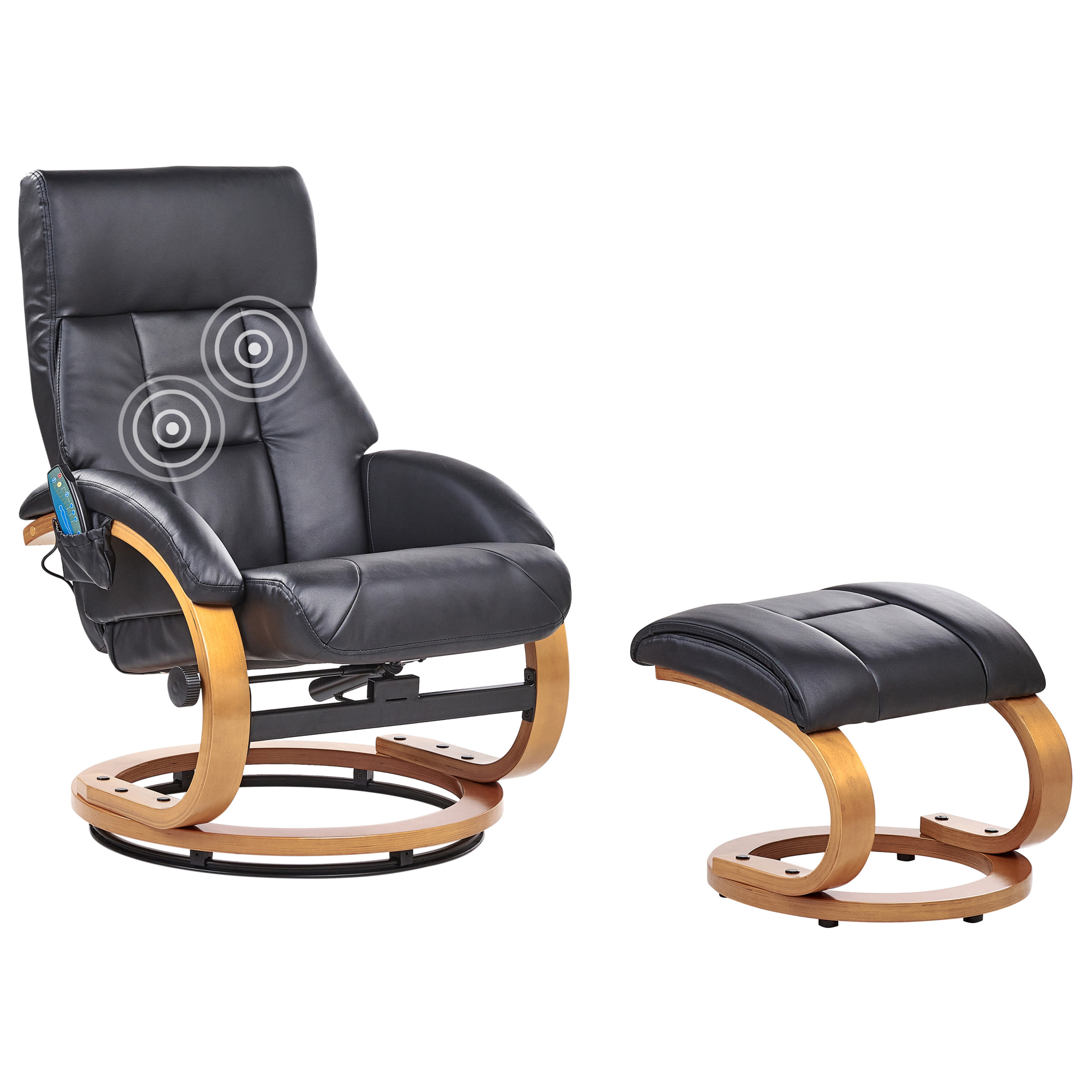 FORCE massage armchair with stool Faux leather Black [2]
