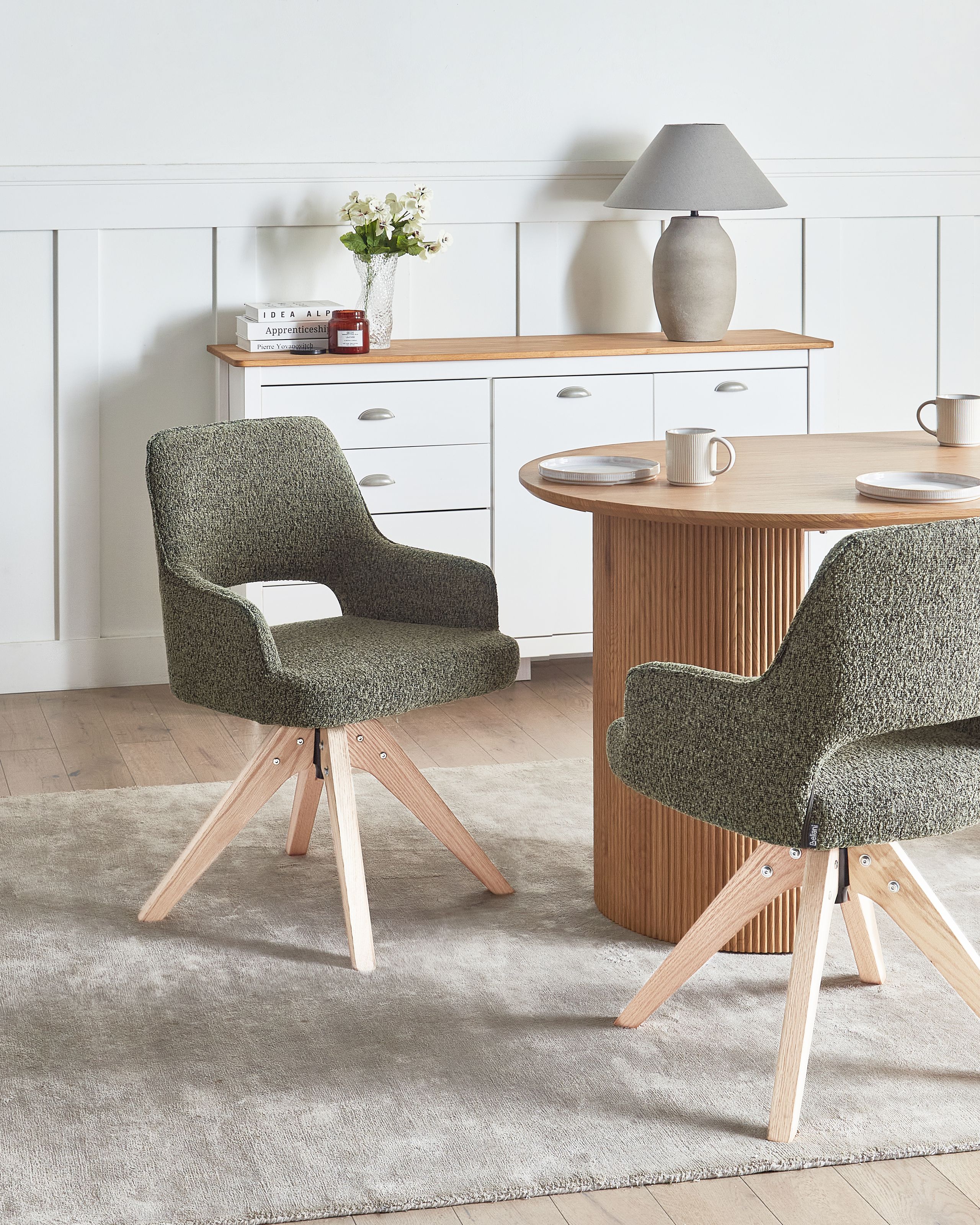 Scaun dining - Dining chair Swivel MORAVIA Boucle Green