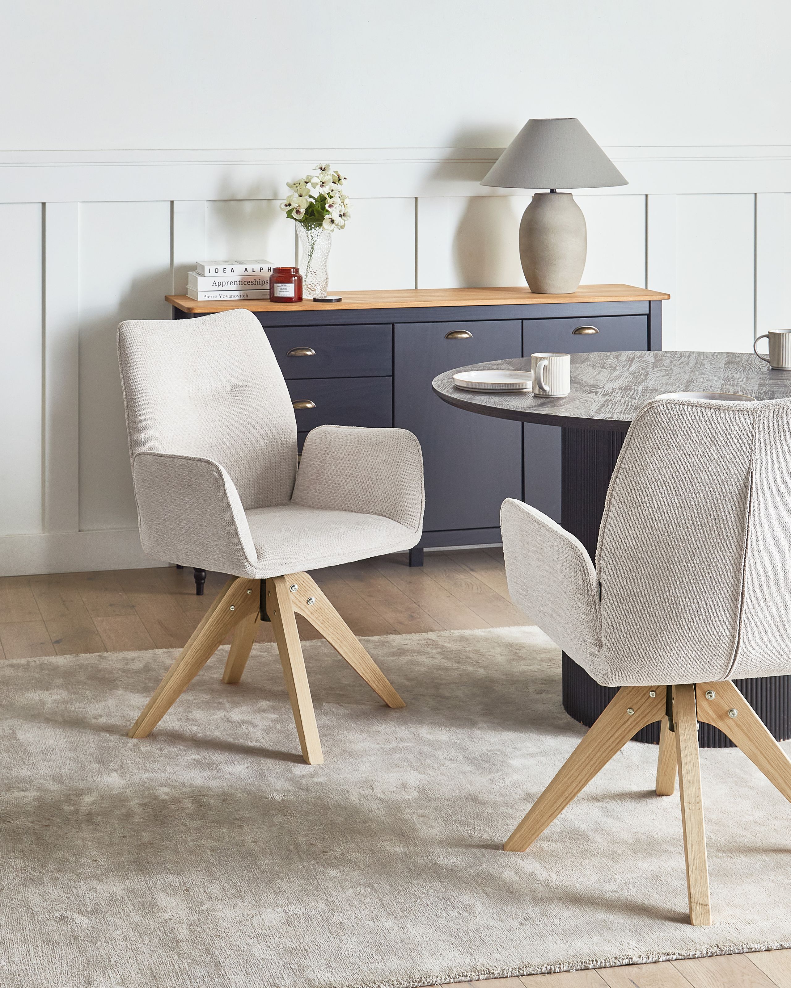 Scaun dining - Scaun dining Pivotant MOKENA In sintetic Bej deschis