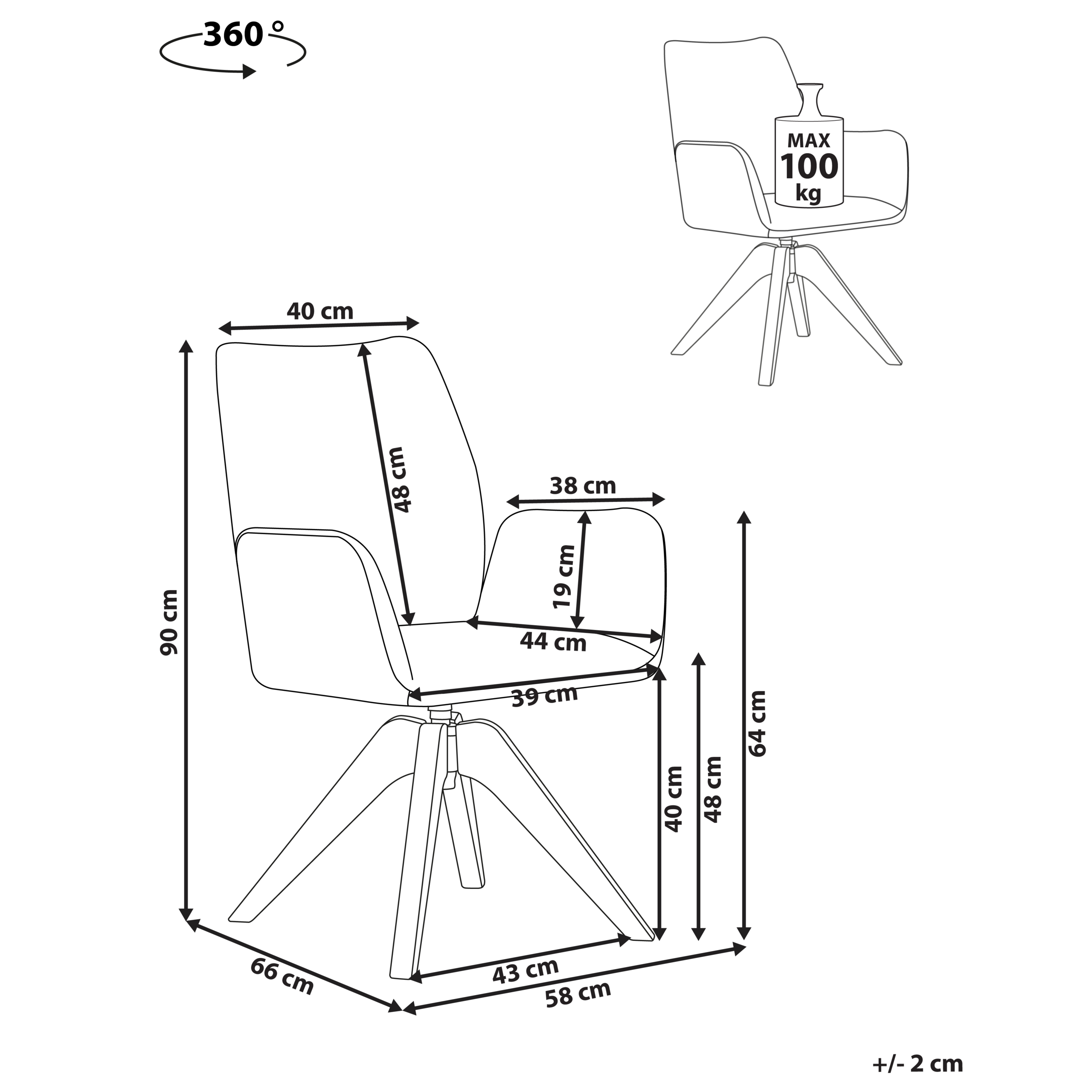 Scaun dining Pivotant MOKENA In sintetic Bej deschis [3]