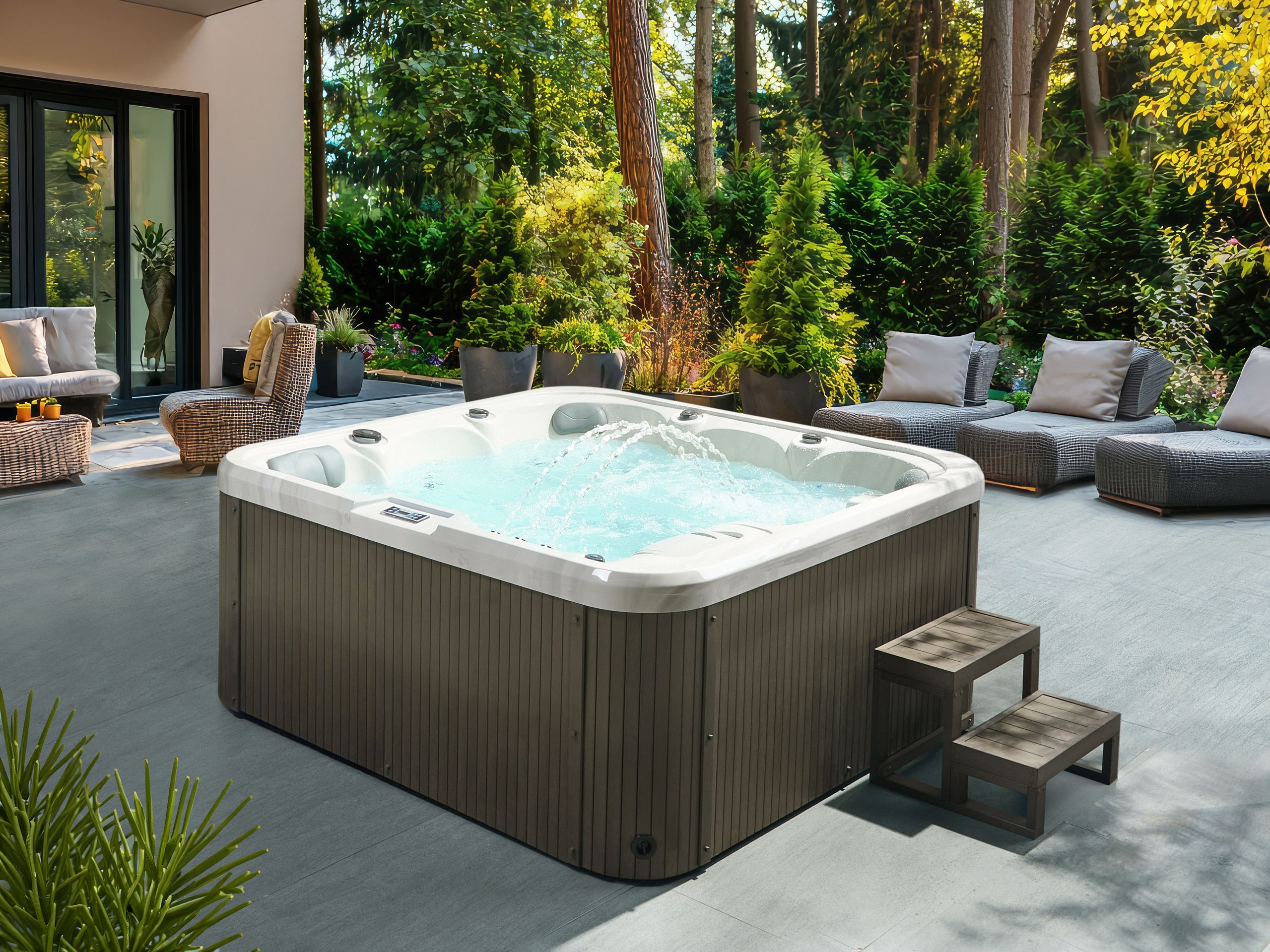 Cazi de baie - Outdoor jacuzzi with LED CALIMA White