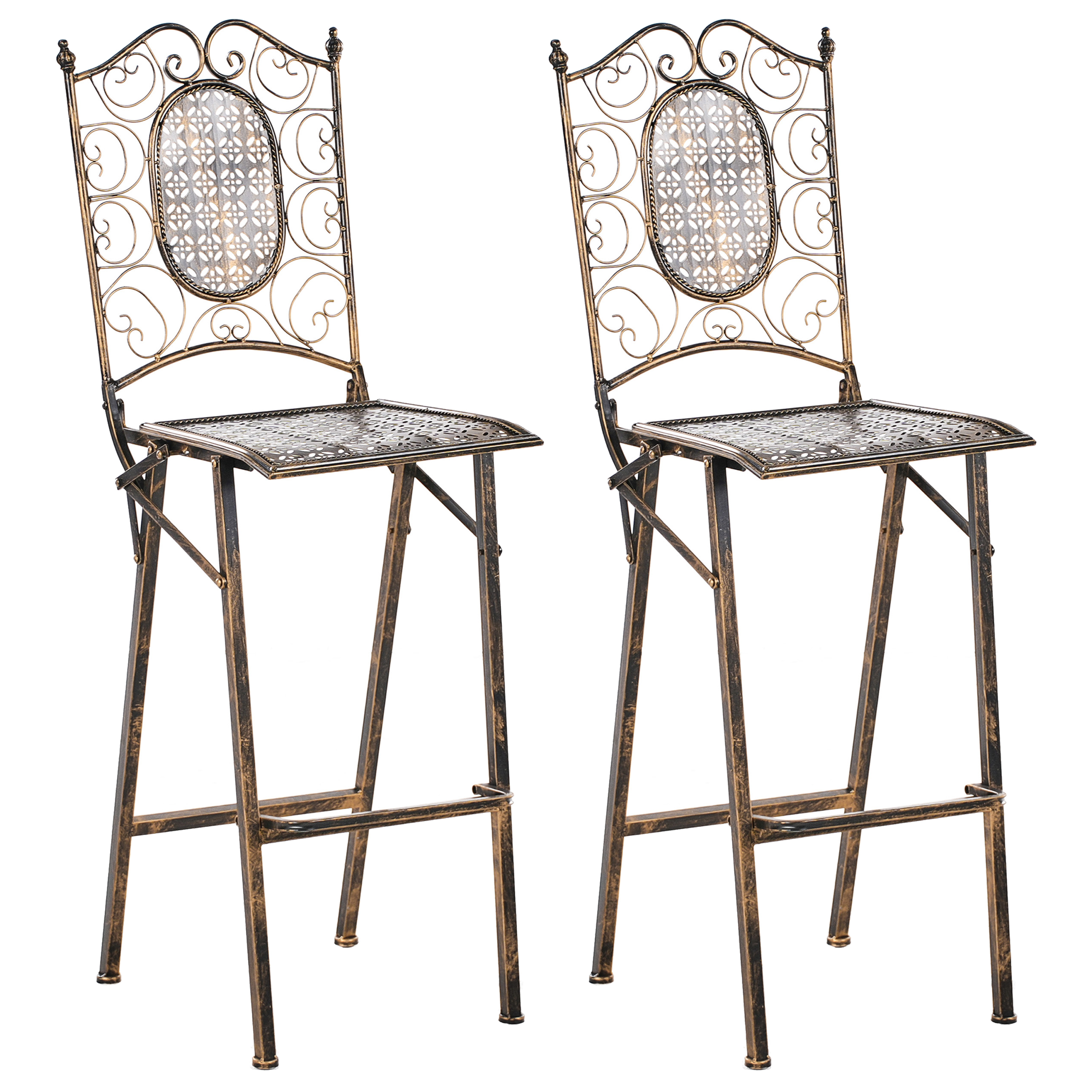 Set de 2 scaune de bar pentru exterior BORMIO Pliabil Metal Negru [2]