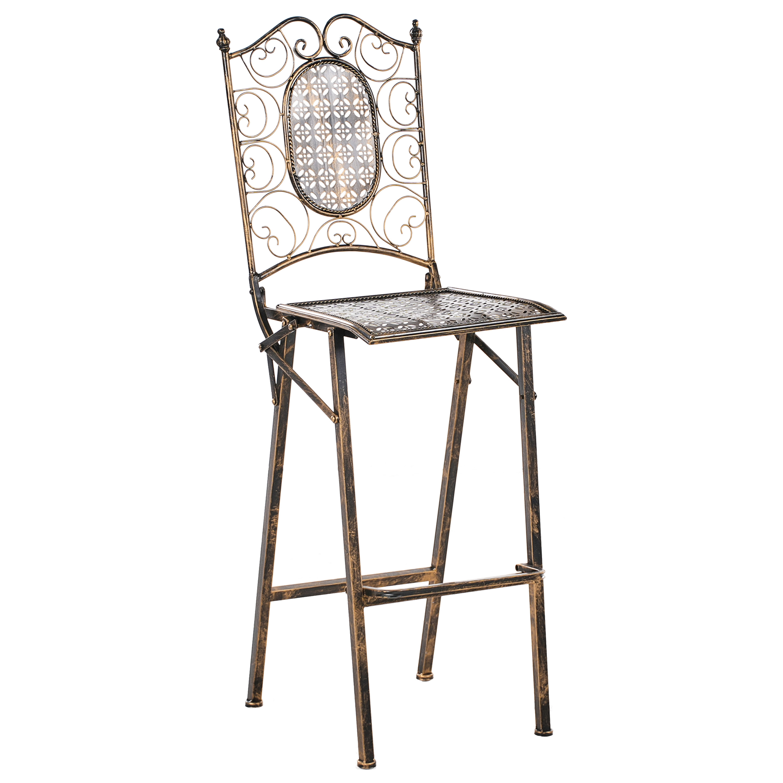 Set of 2 outdoor bar stools BORMIO Foldable Black Metal [4]