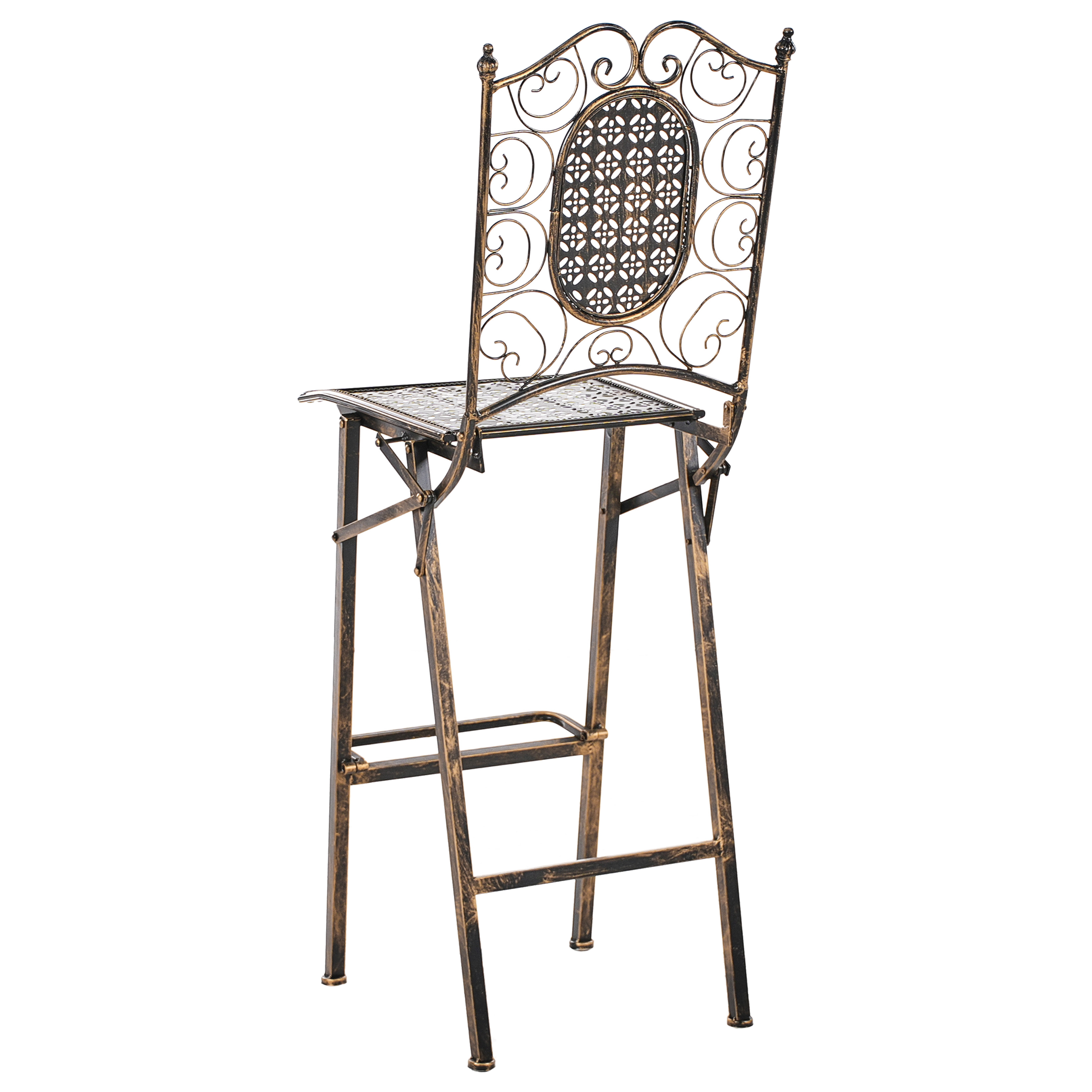 Set of 2 outdoor bar stools BORMIO Foldable Black Metal [6]