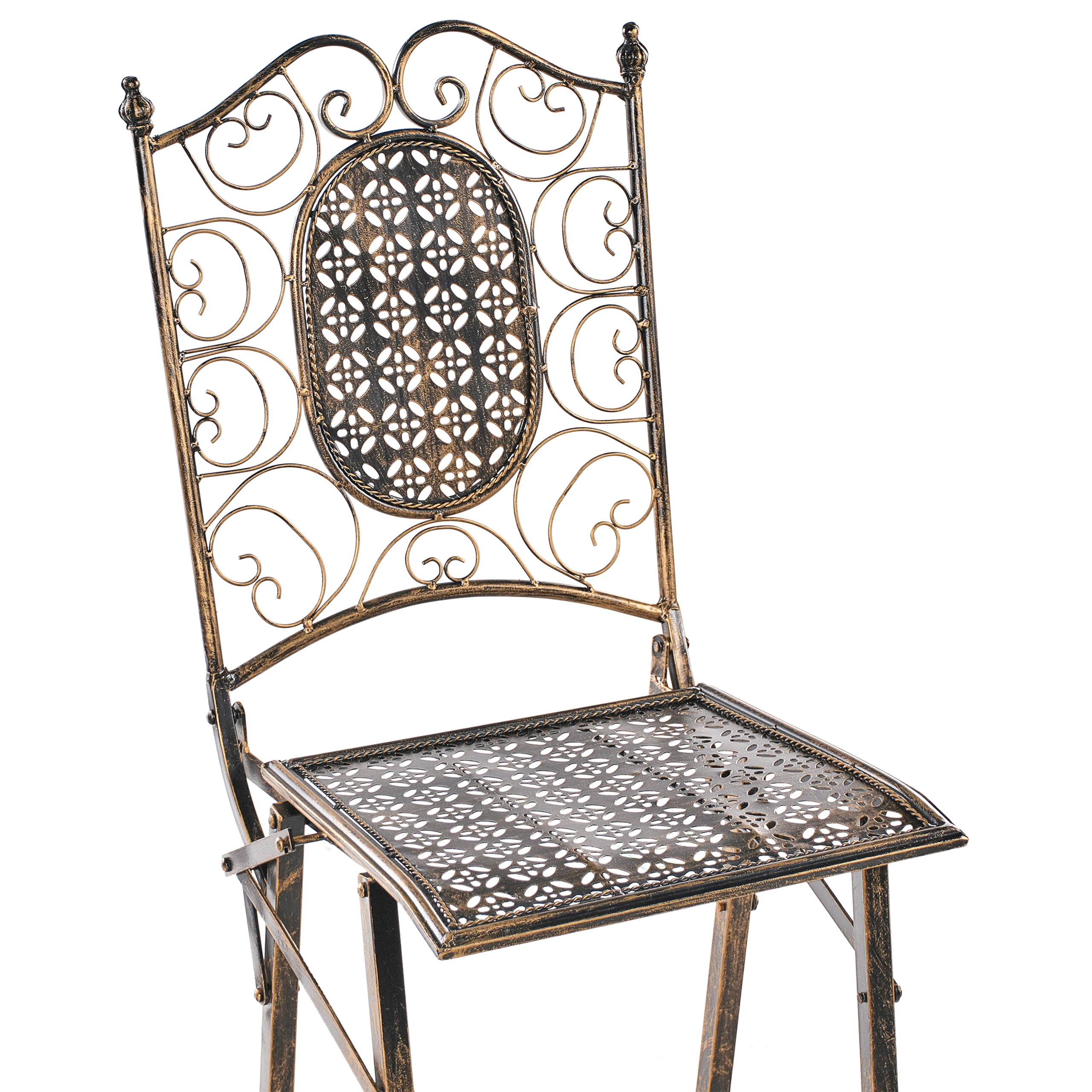 Set of 2 outdoor bar stools BORMIO Foldable Black Metal [8]