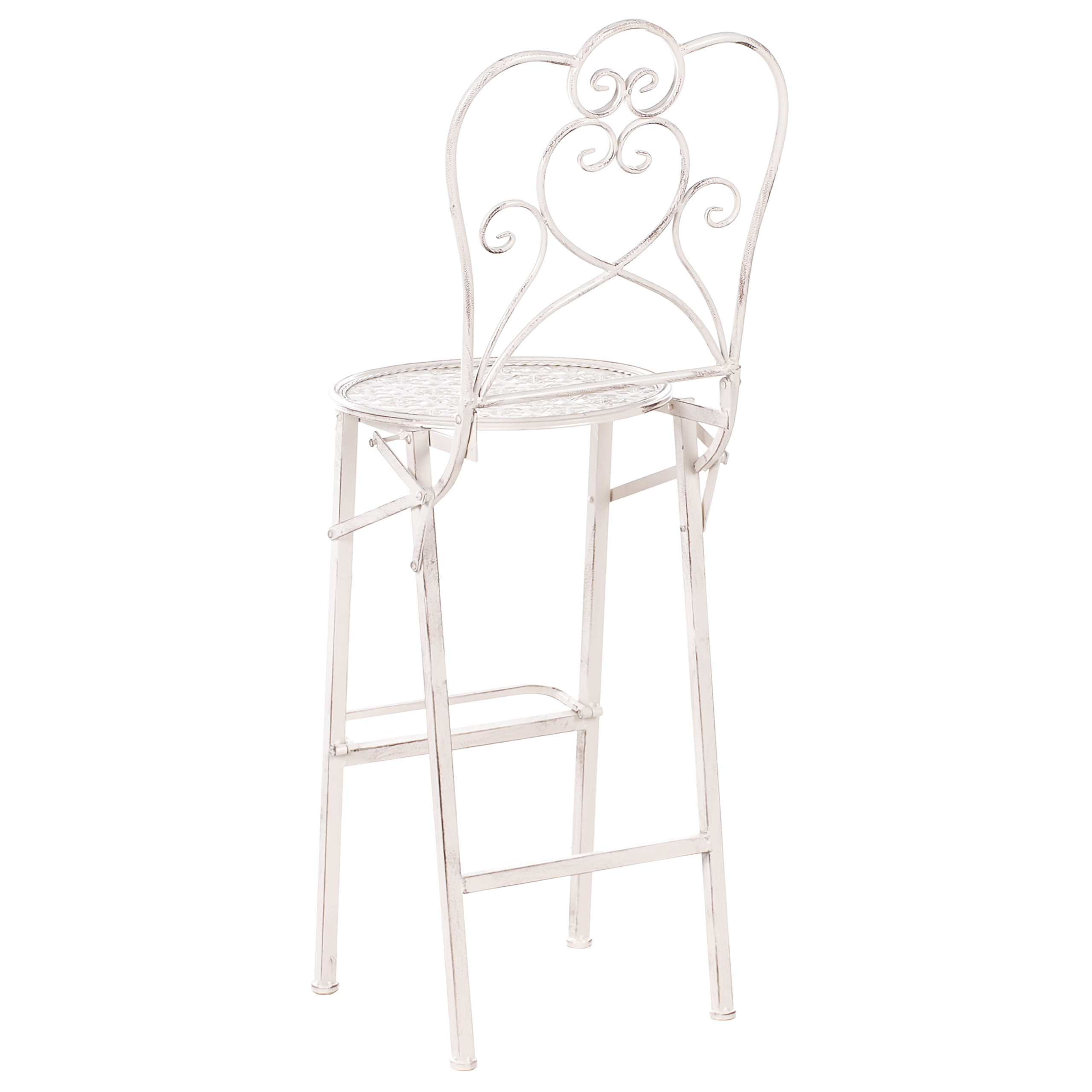 Set of 2 Outdoor Bar Stools TRIESTE Foldable Metal Light Beige [6]