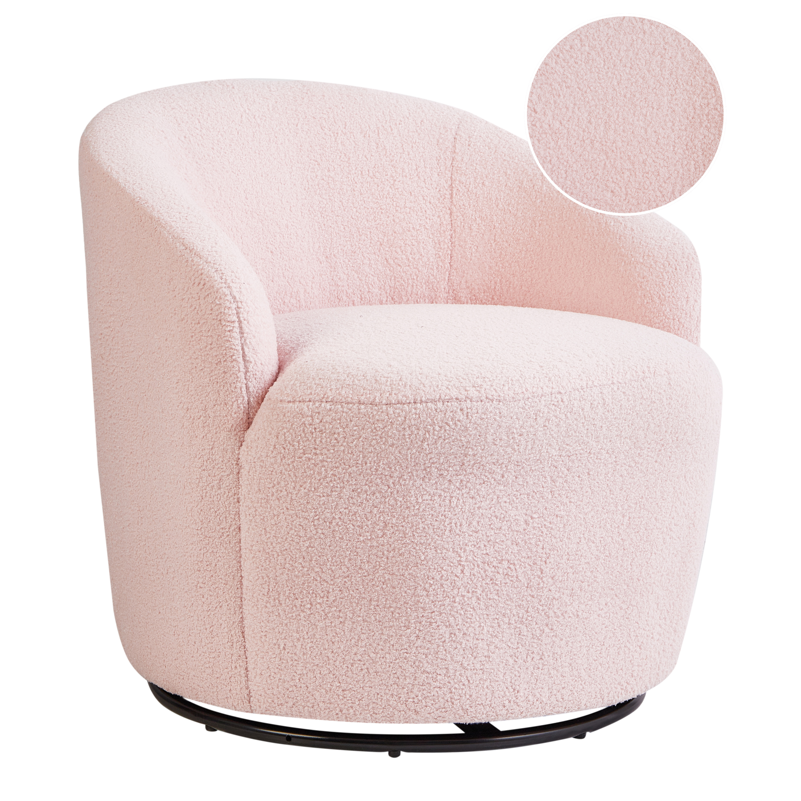 DAVIK Swivel Armchair Boucle Pastel Pink [2]