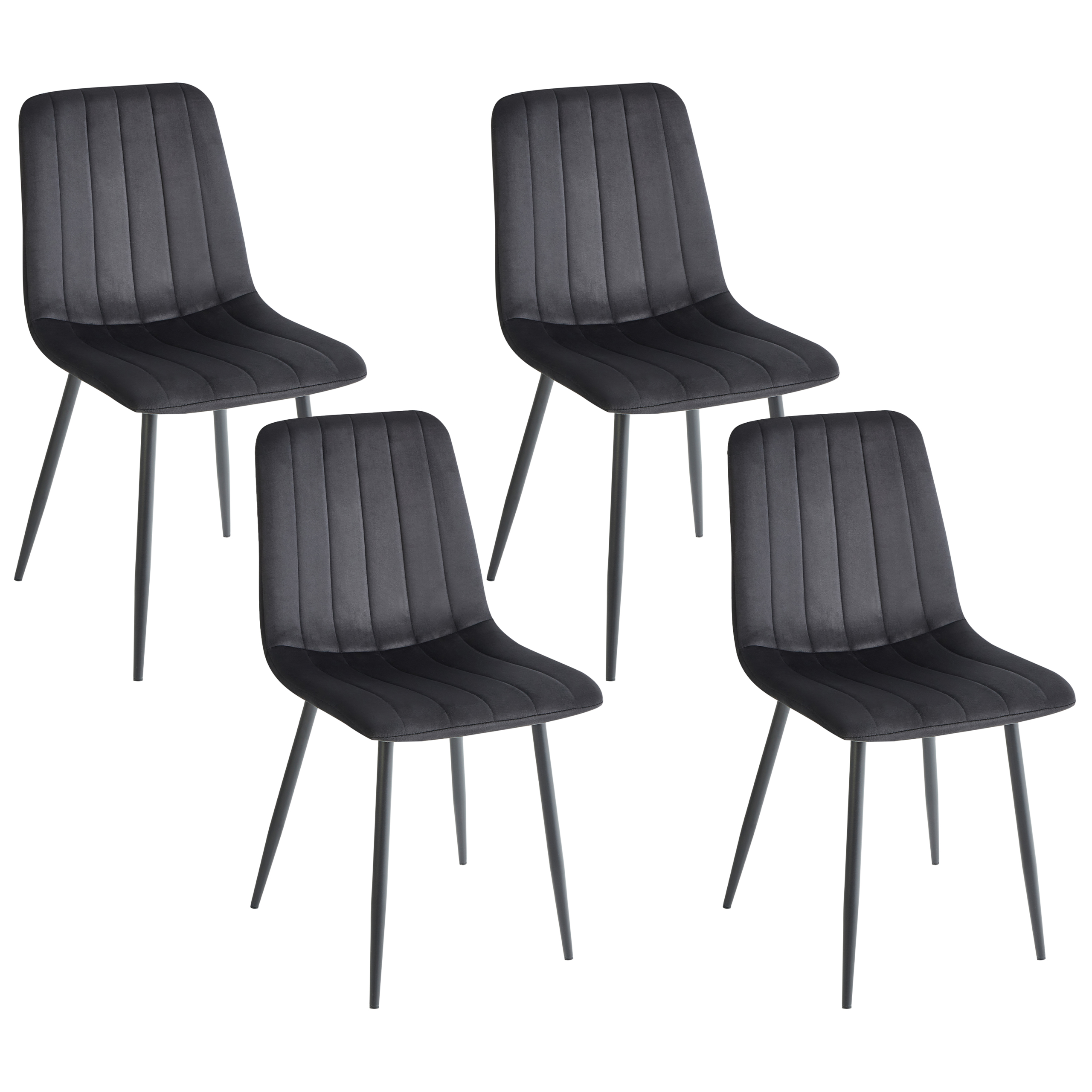 Set of 4 dining chairs KALISPELL Velvet Black [2]