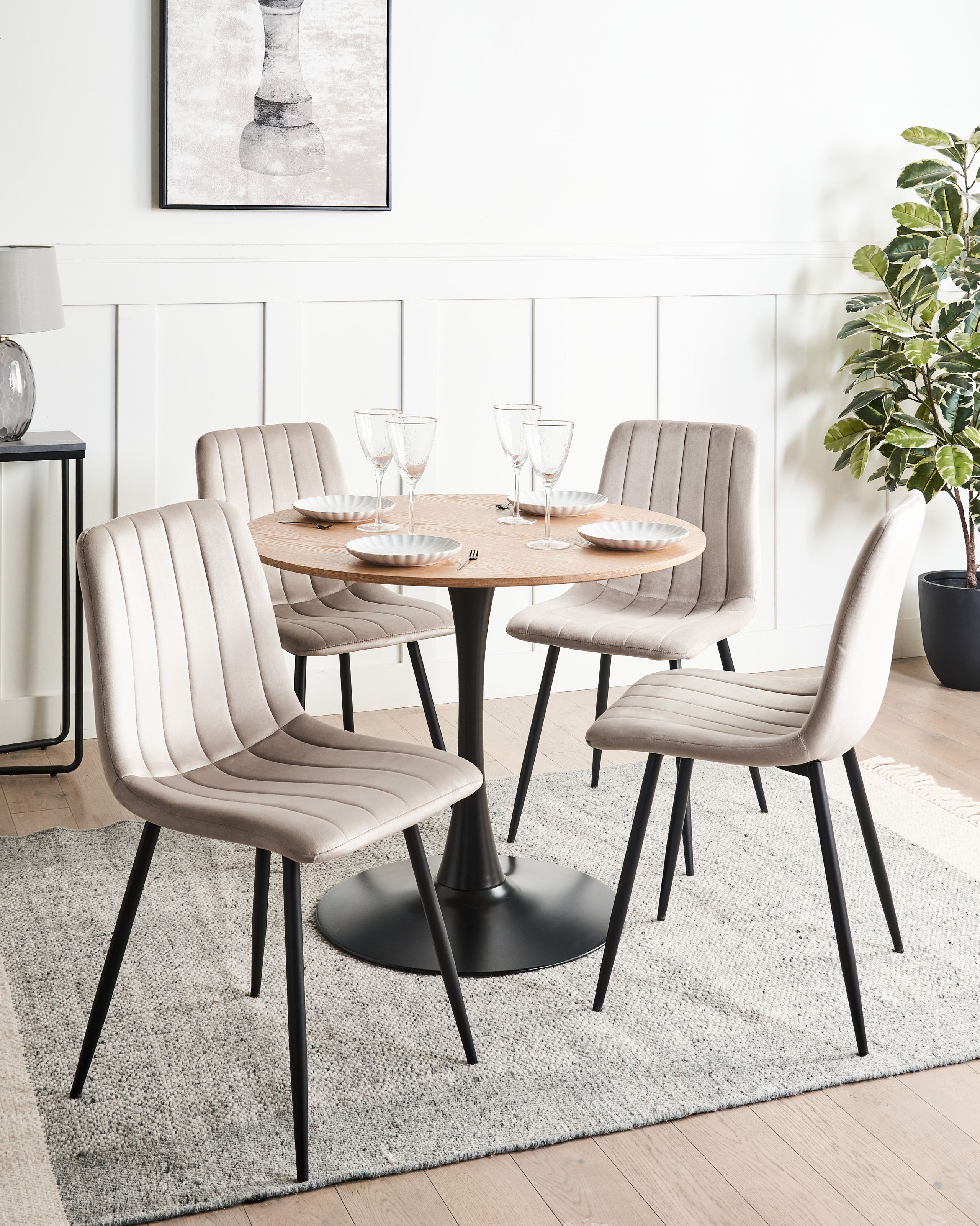 Scaun dining - Set de 4 scaune dining KALISPELL Catifea Bej