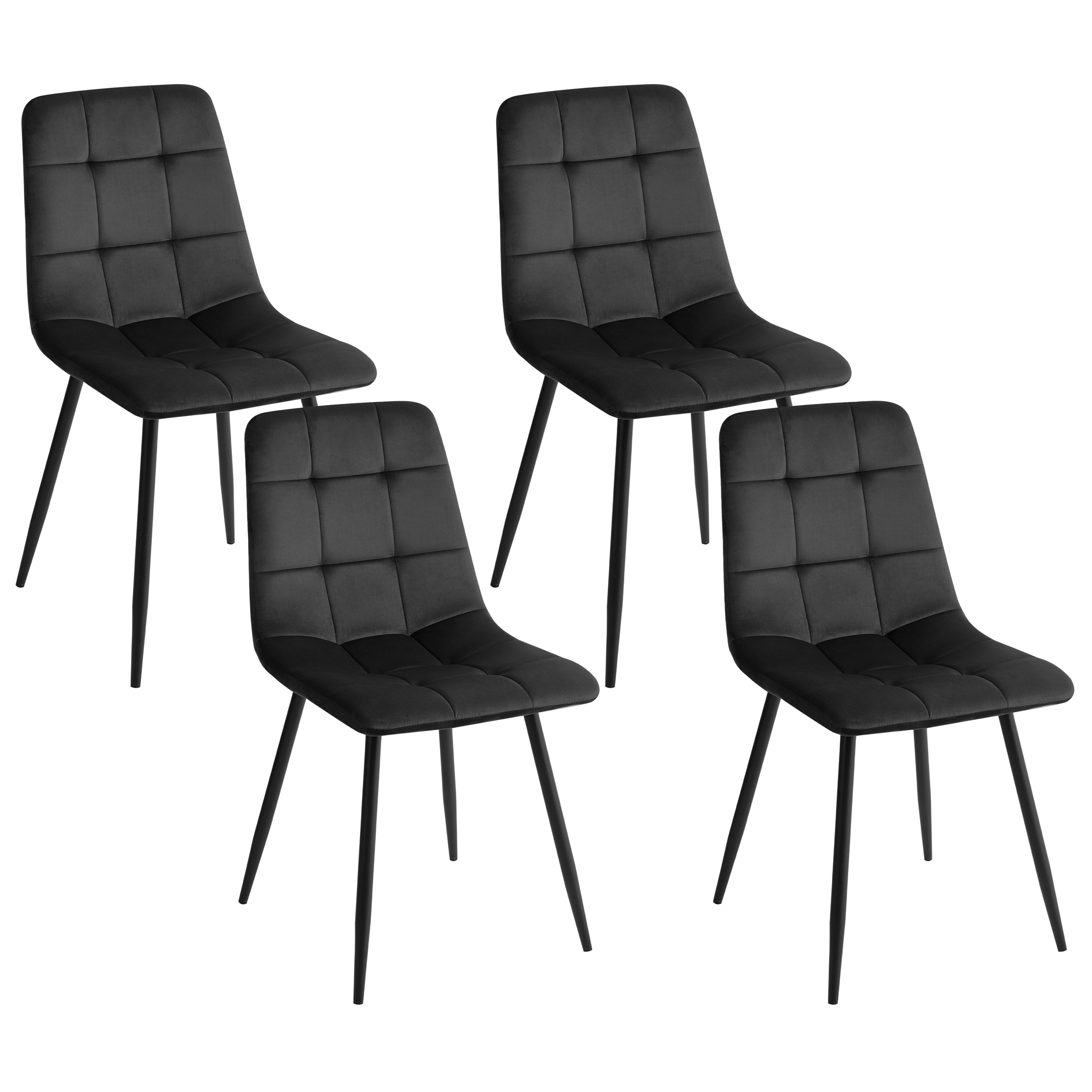 Set de 4 scaune dining POWELL Catifea Negru [2]