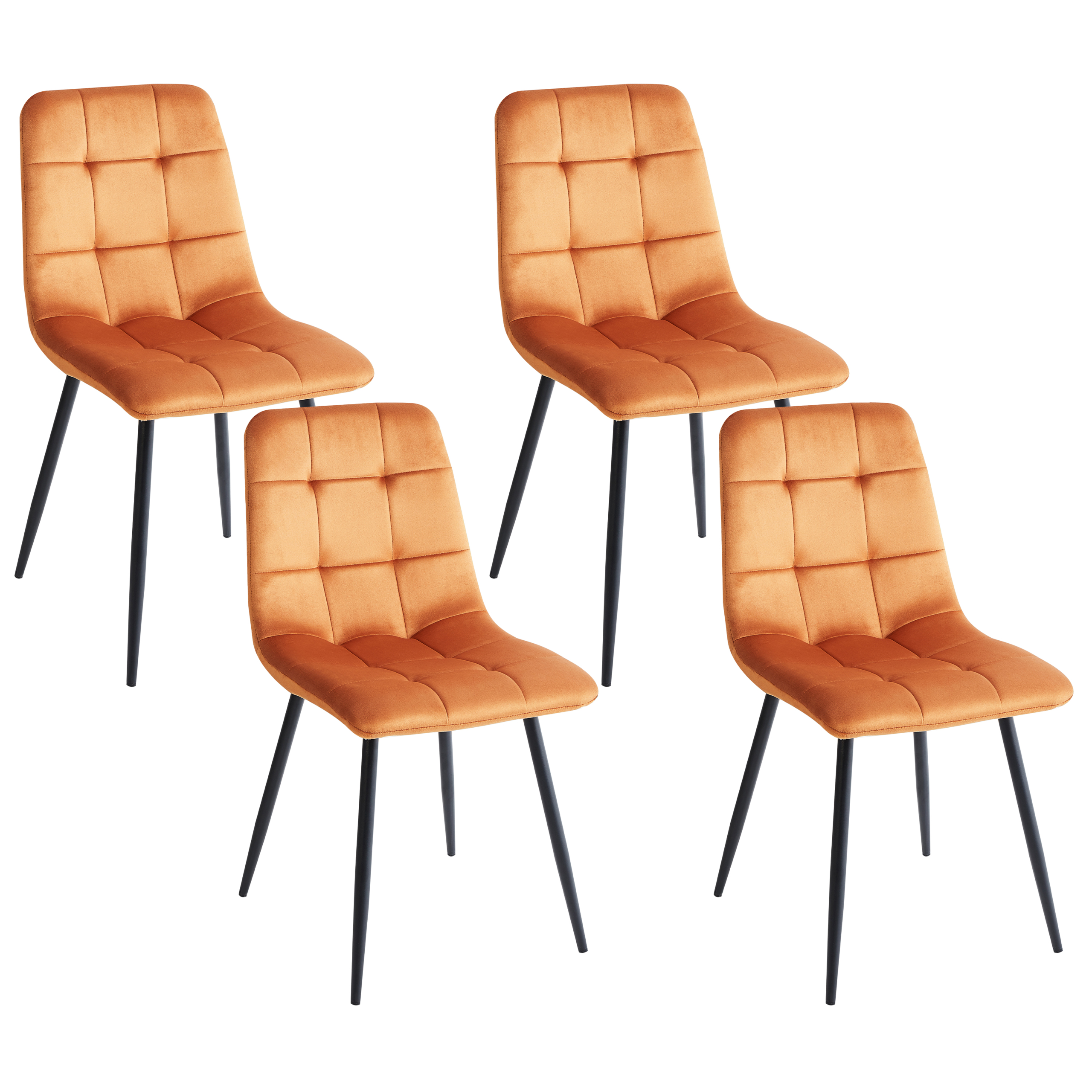 Set of 4 dining chairs POWELL Velvet Orange [2]