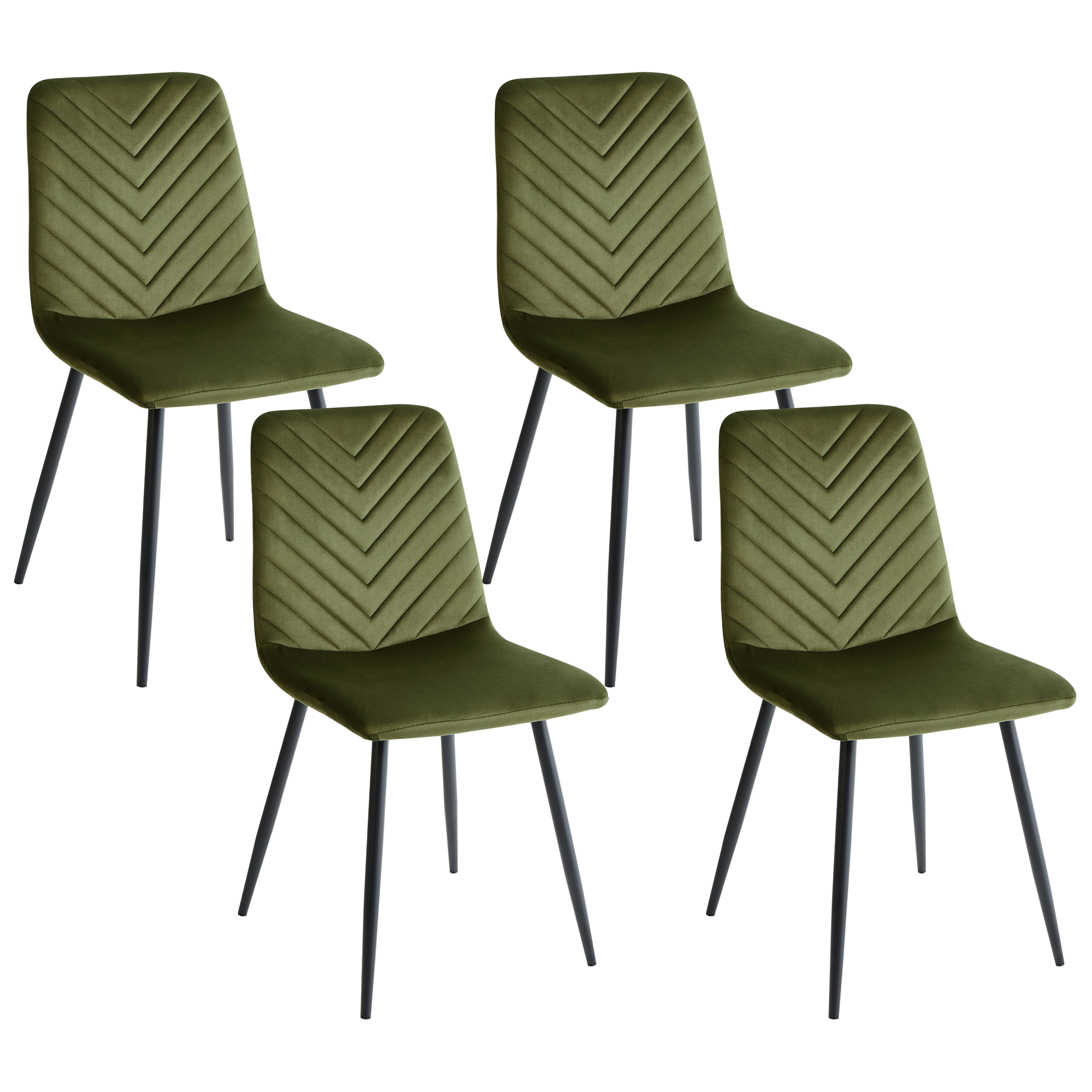 Set of 4 dining chairs HAVRE Olive Green Velvet [2]