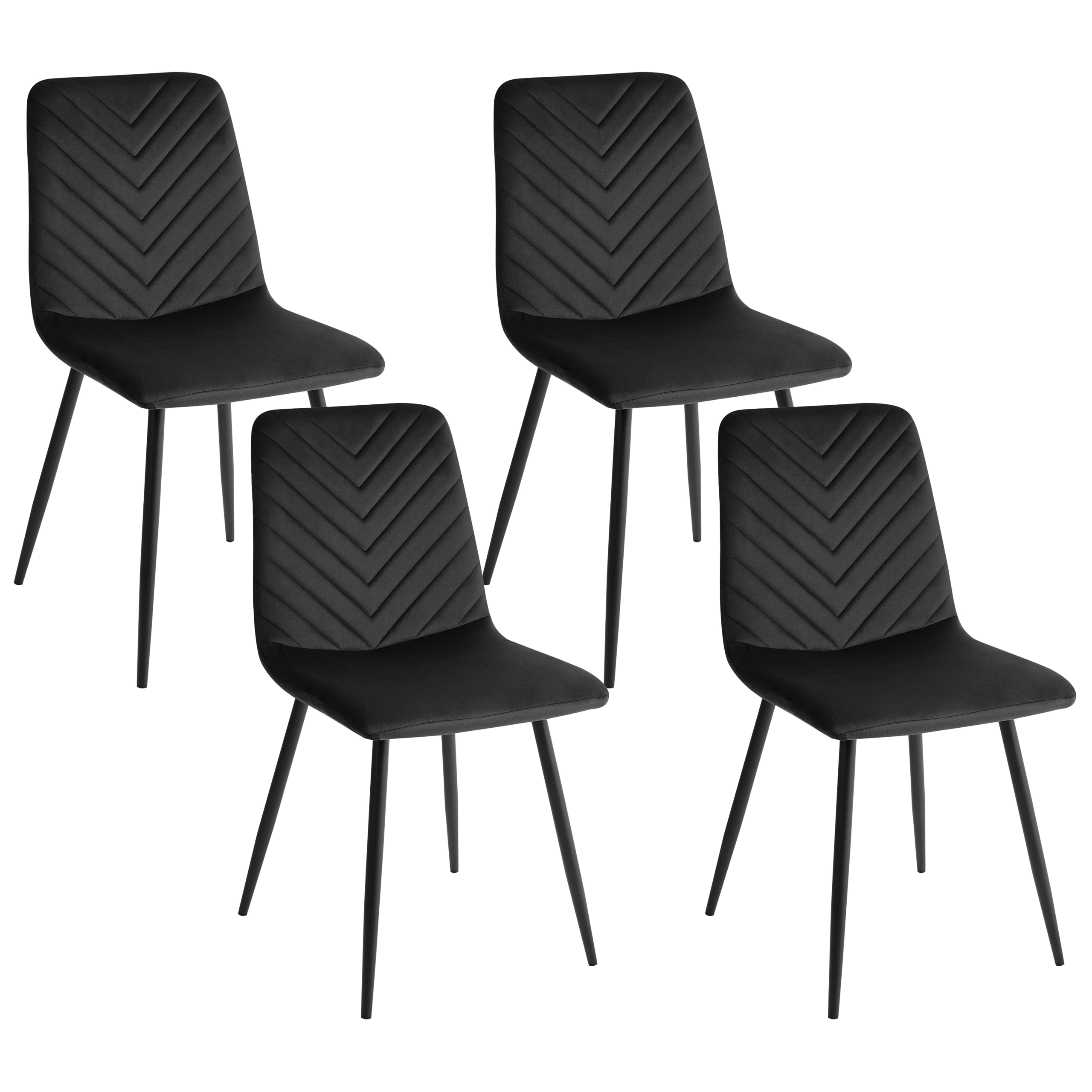 Set of 4 Dining Chairs HAVRE Velvet Black [2]