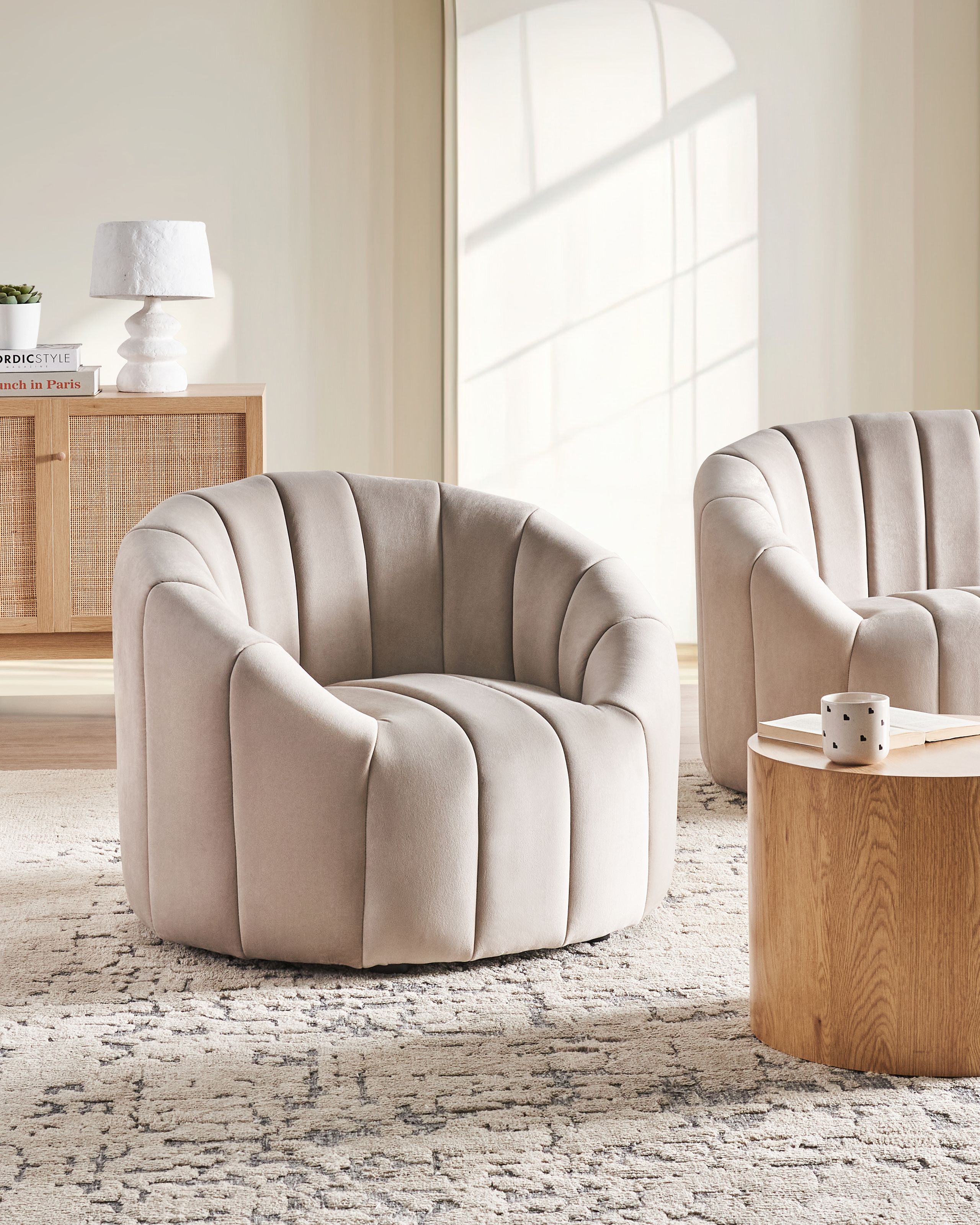 Fotoliu - Fotoliu MALUNG Catifea Bej