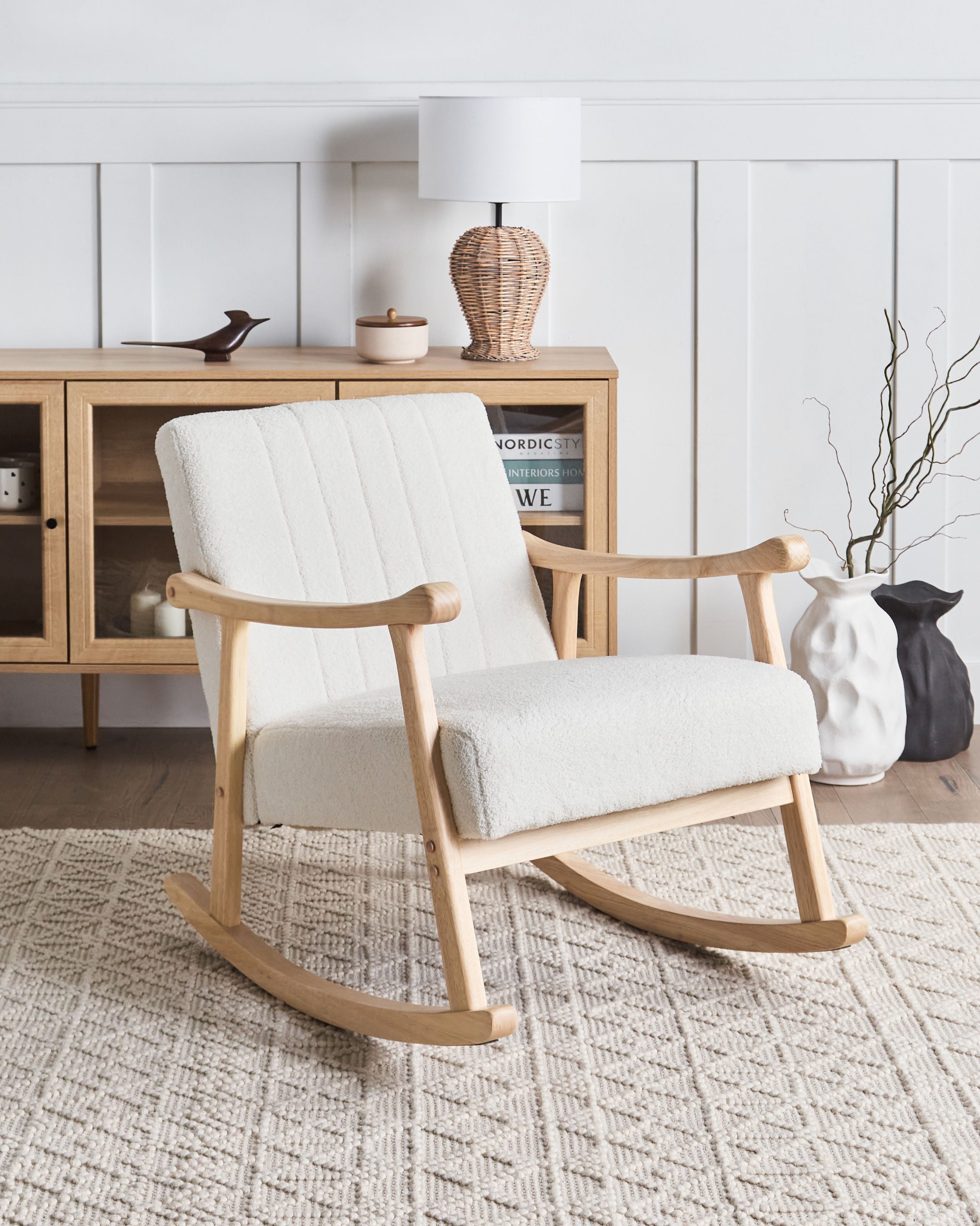 Fotoliu de relaxare - Balansoar LEKNES Boucle Alb-murdar