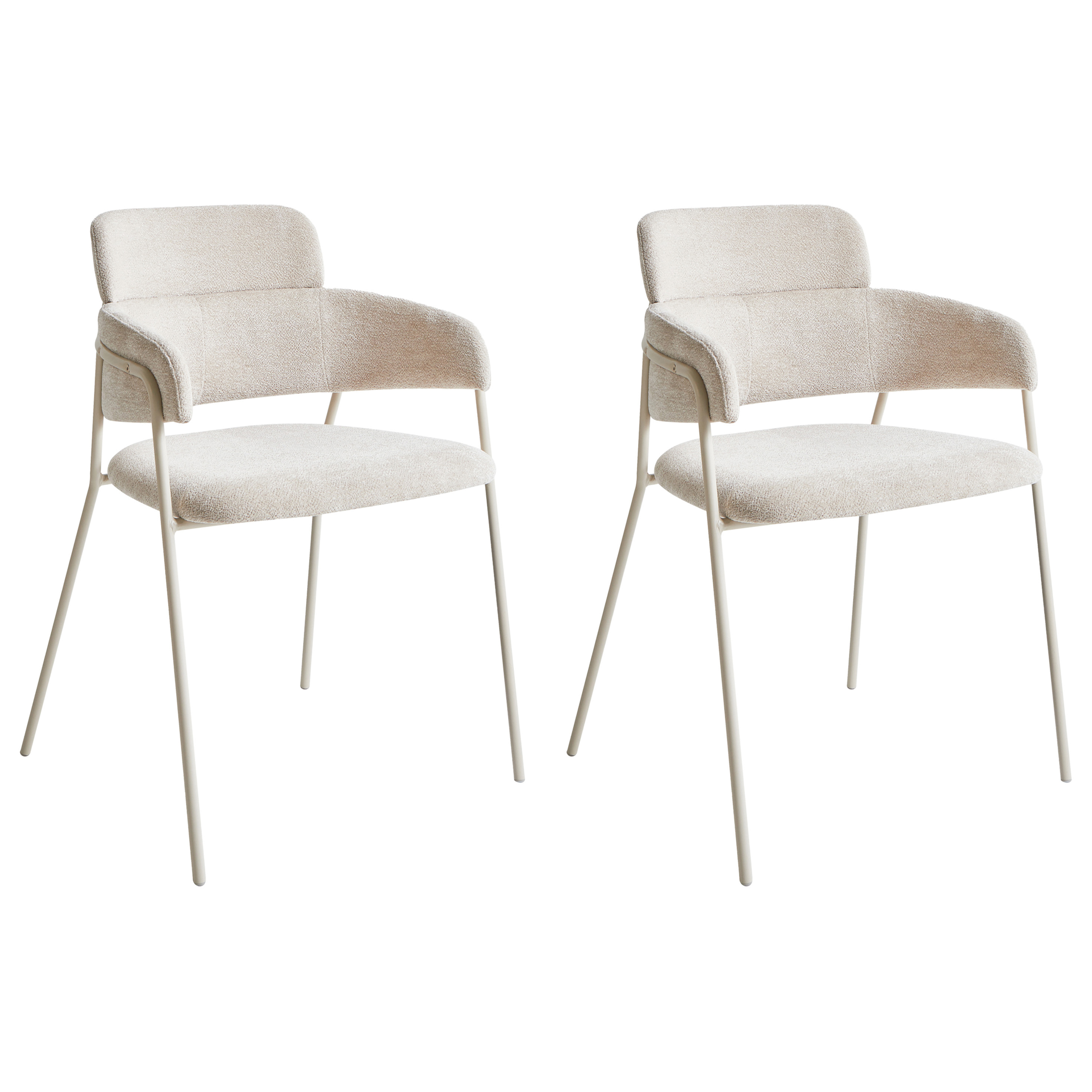 Set of 2 dining chairs PAONIA Chenille Light Beige [2]