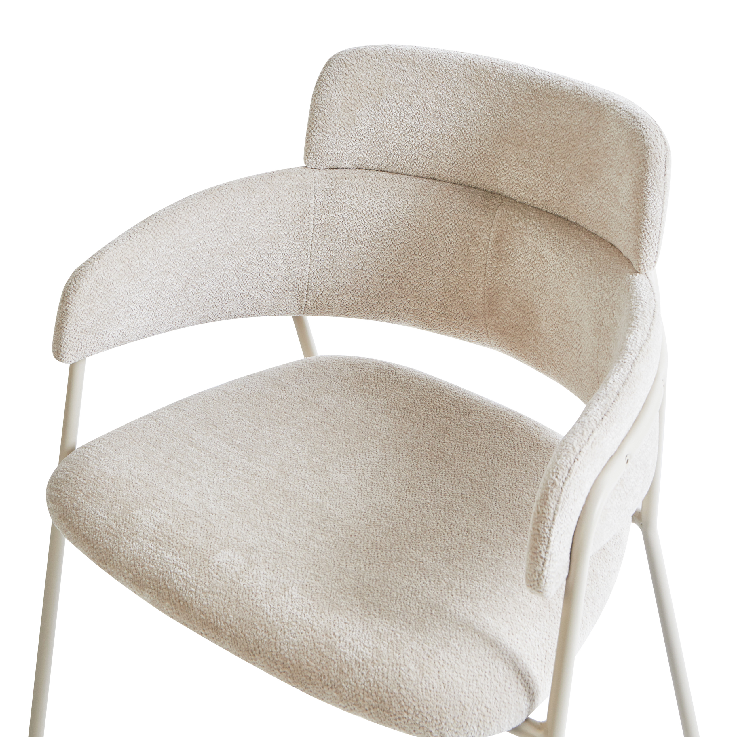 Set of 2 dining chairs PAONIA Chenille Light Beige [7]