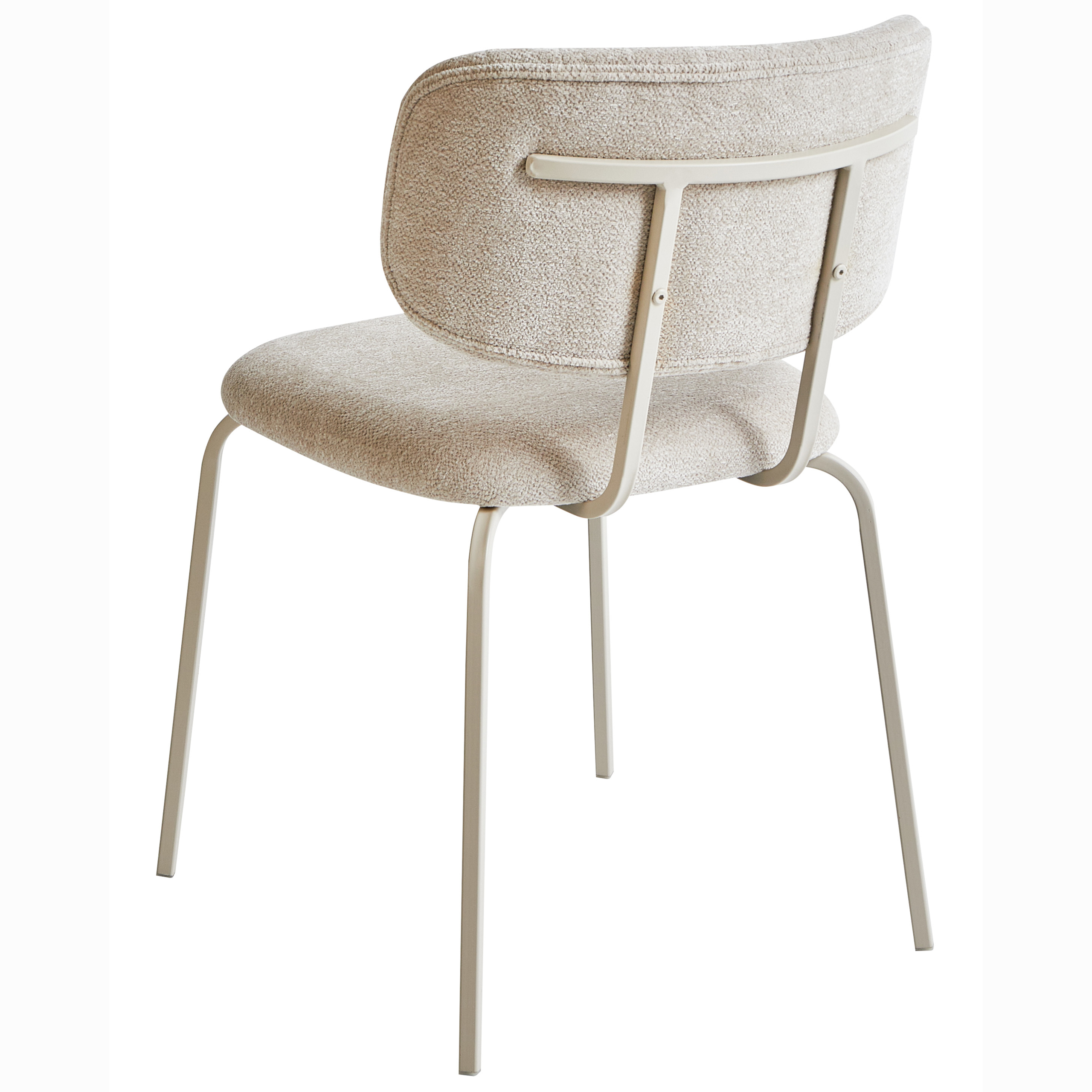 Set of 2 IRINS Chenille Dining Stools Light Beige [5]