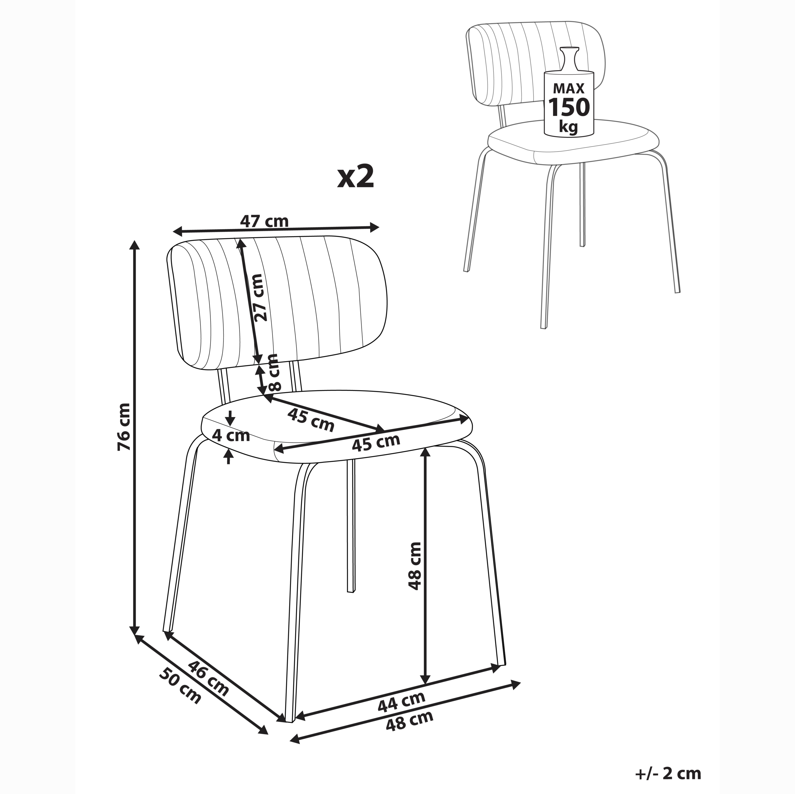 Set of 2 IRINS Chenille Dining Stools Light Beige [3]