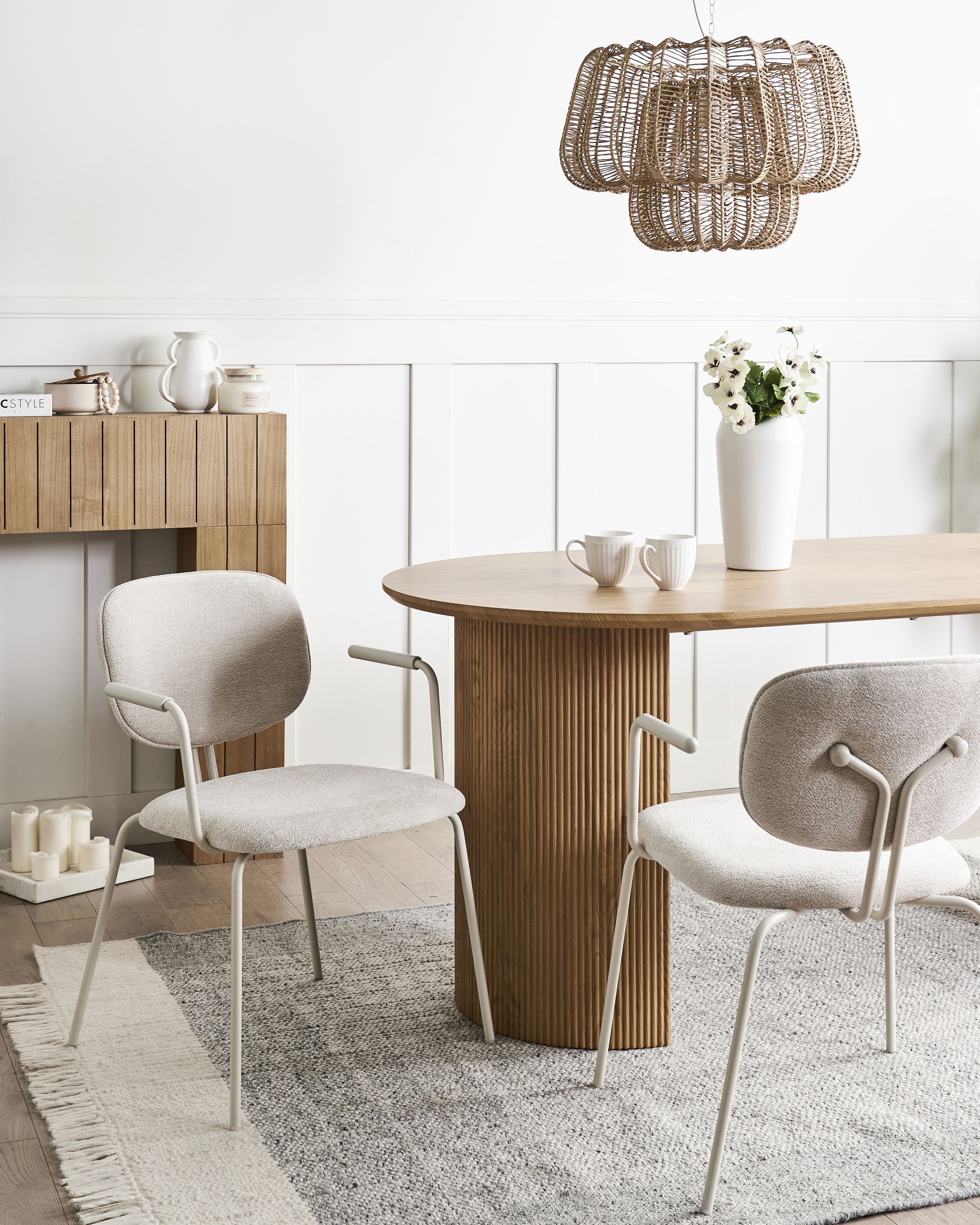 Scaun dining - Set de 2 scaune dining CARILLE Chenille Bej deschis