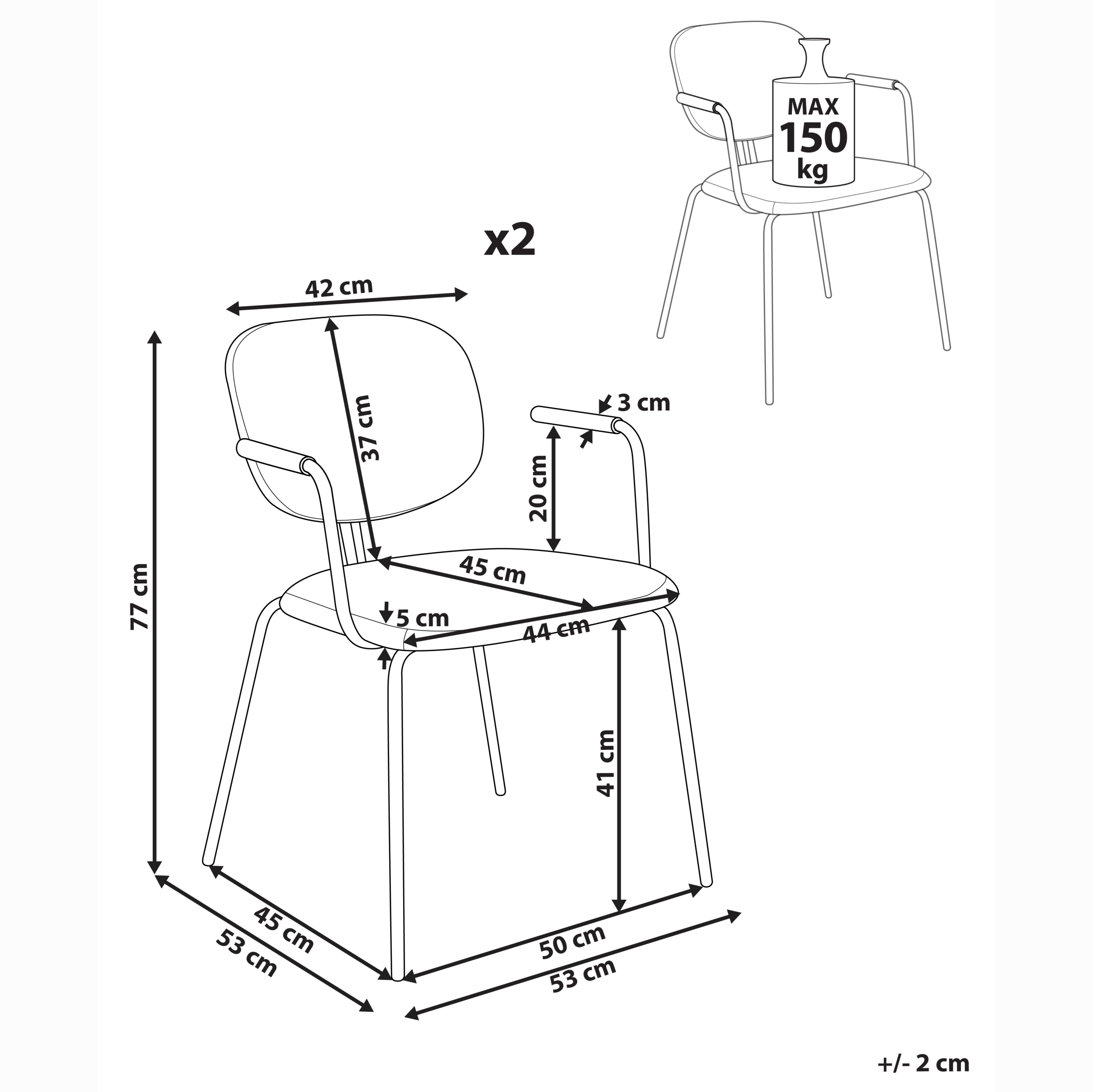 Set de 2 scaune dining CARILLE Chenille Bej deschis [3]