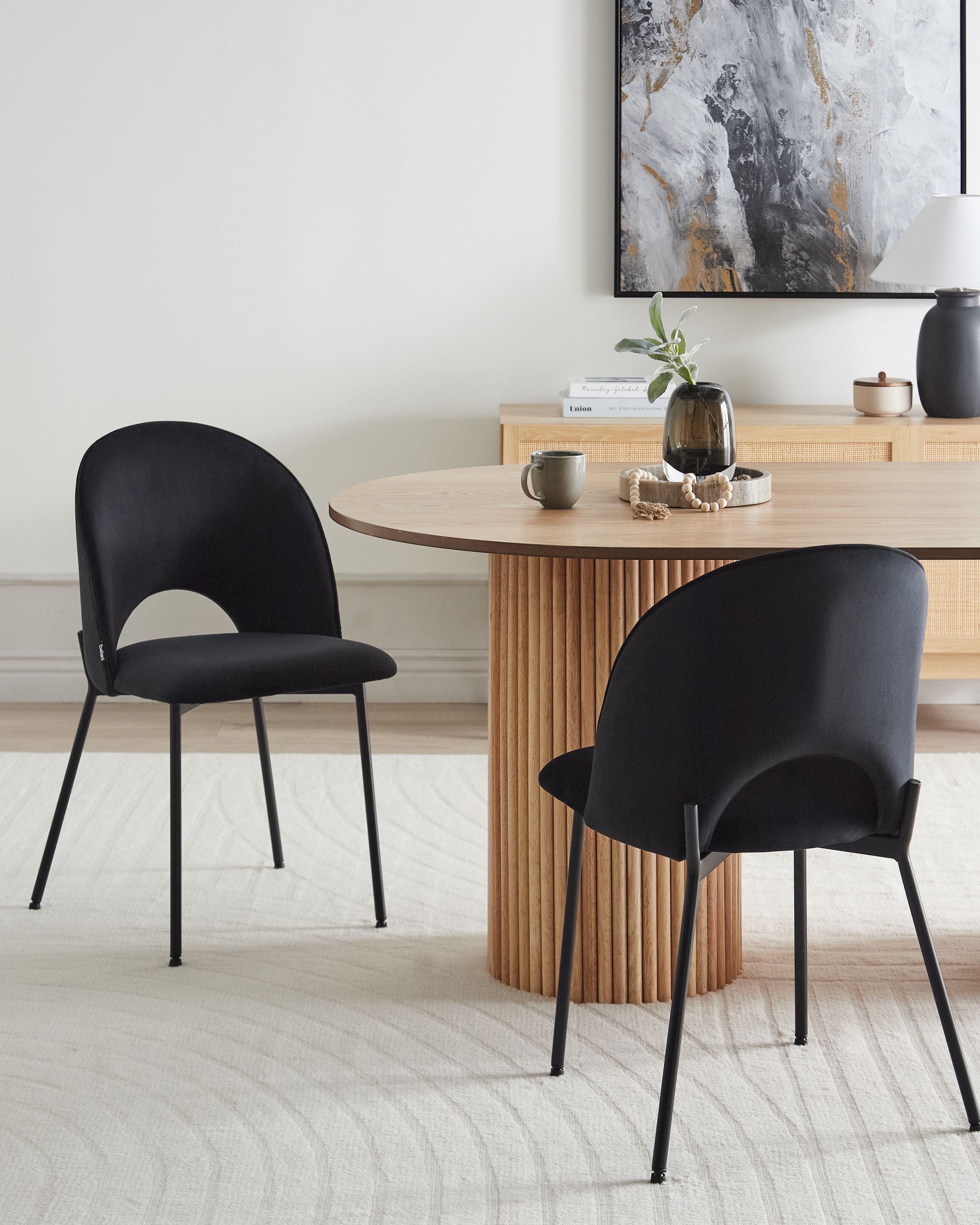 Scaun dining - Set of 2 dining chairs COVELO Velvet Black