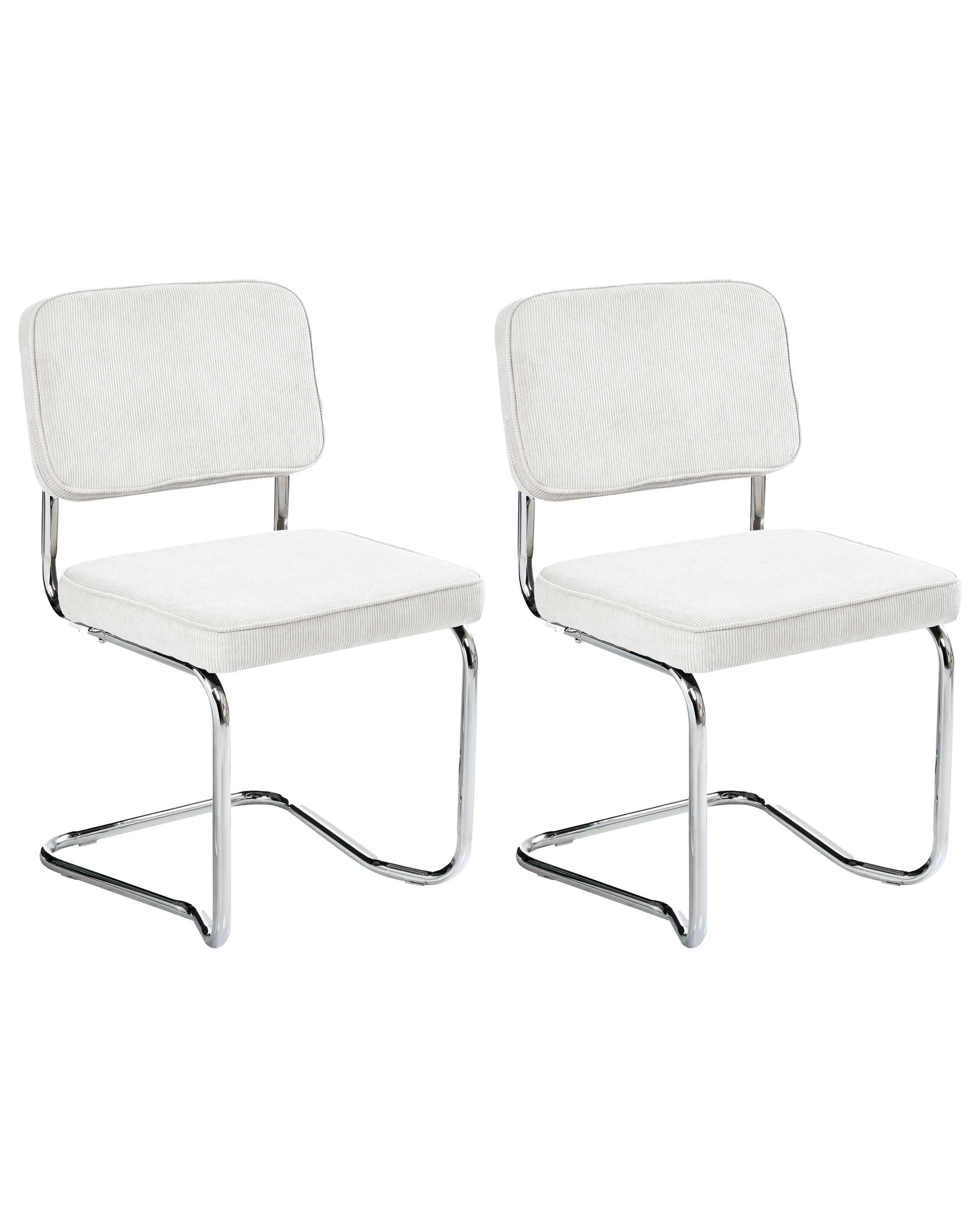 Set of 2 dining chairs IRWIN Velvet Off-White [2]