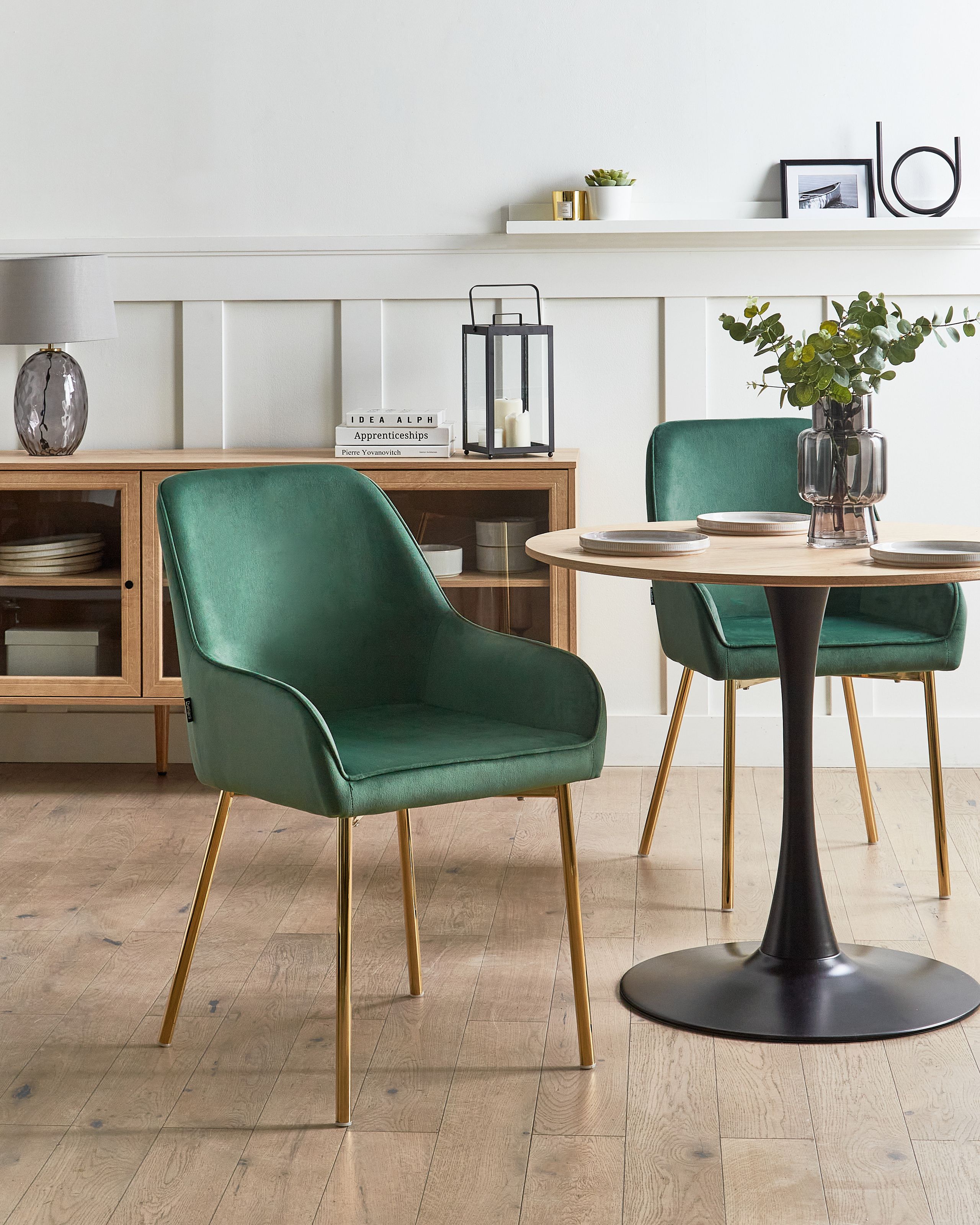 Scaun dining - Set de 2 scaune dining LOVERNA Catifea Verde