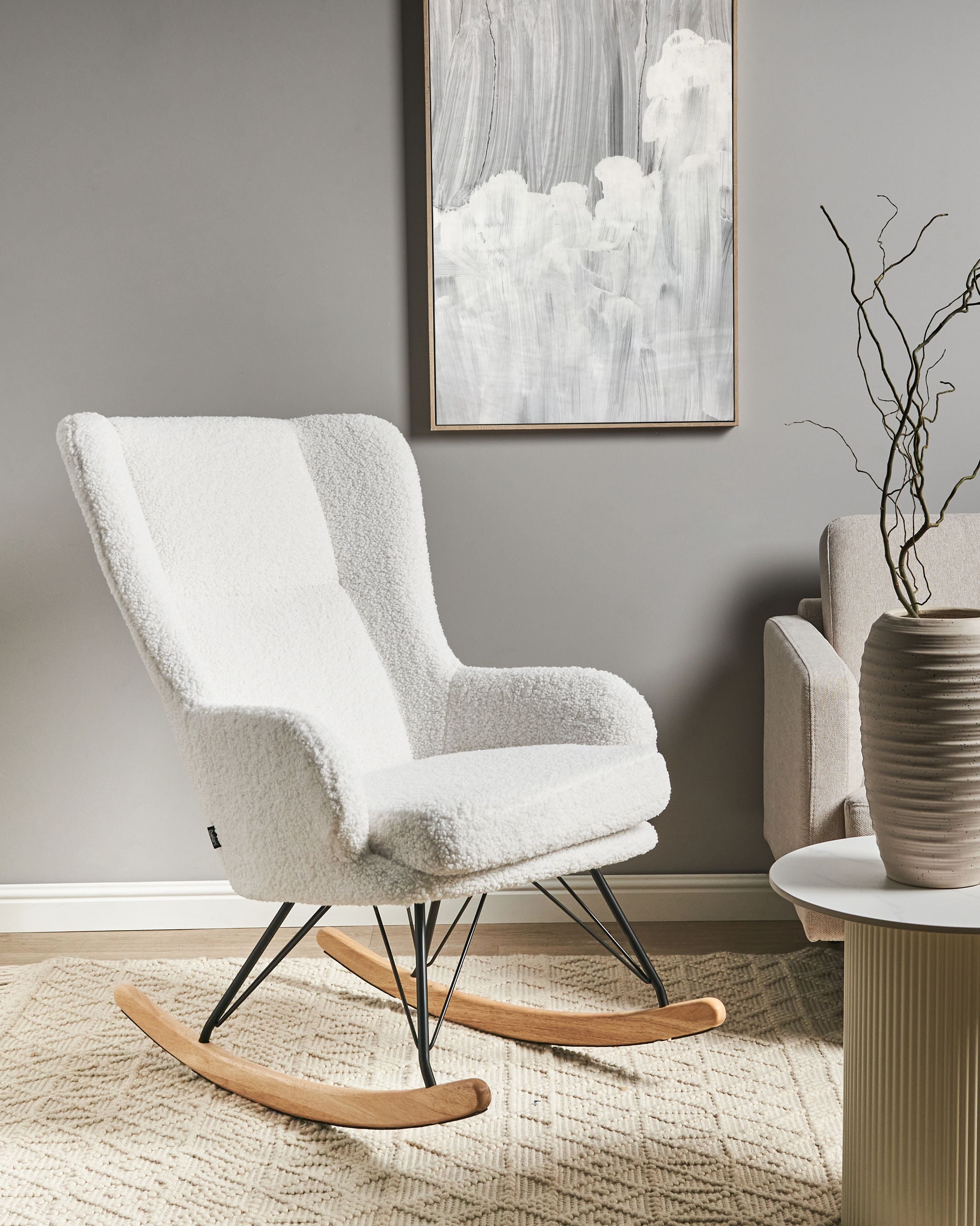 Fotoliu de relaxare - Balansoar LUOMA Boucle Alb-murdar