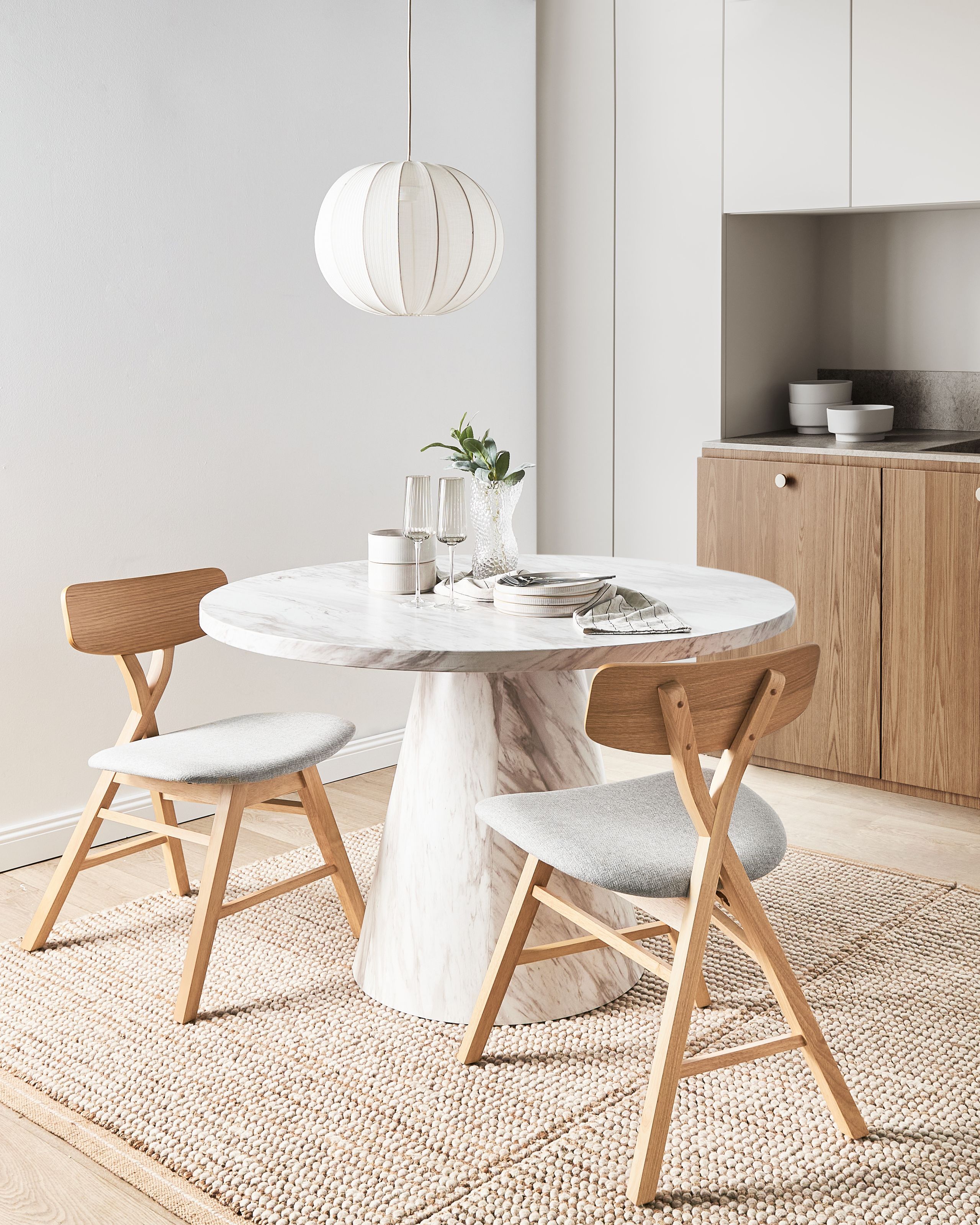 Scaun dining - Set of 2 dining chairs LELAND Wood Light Brown