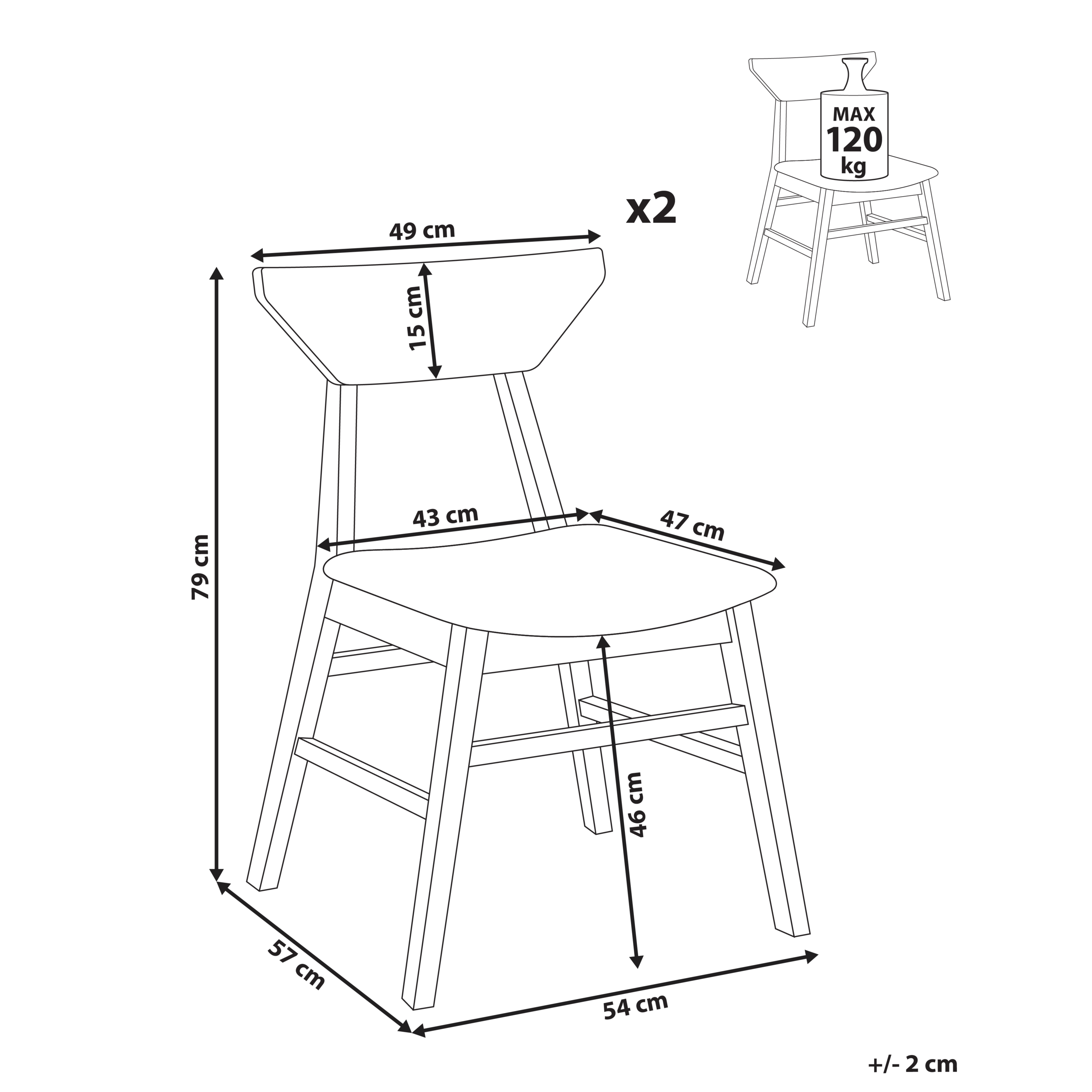 Set de 2 scaune dining HOPKINS Lemn Maro închis [3]