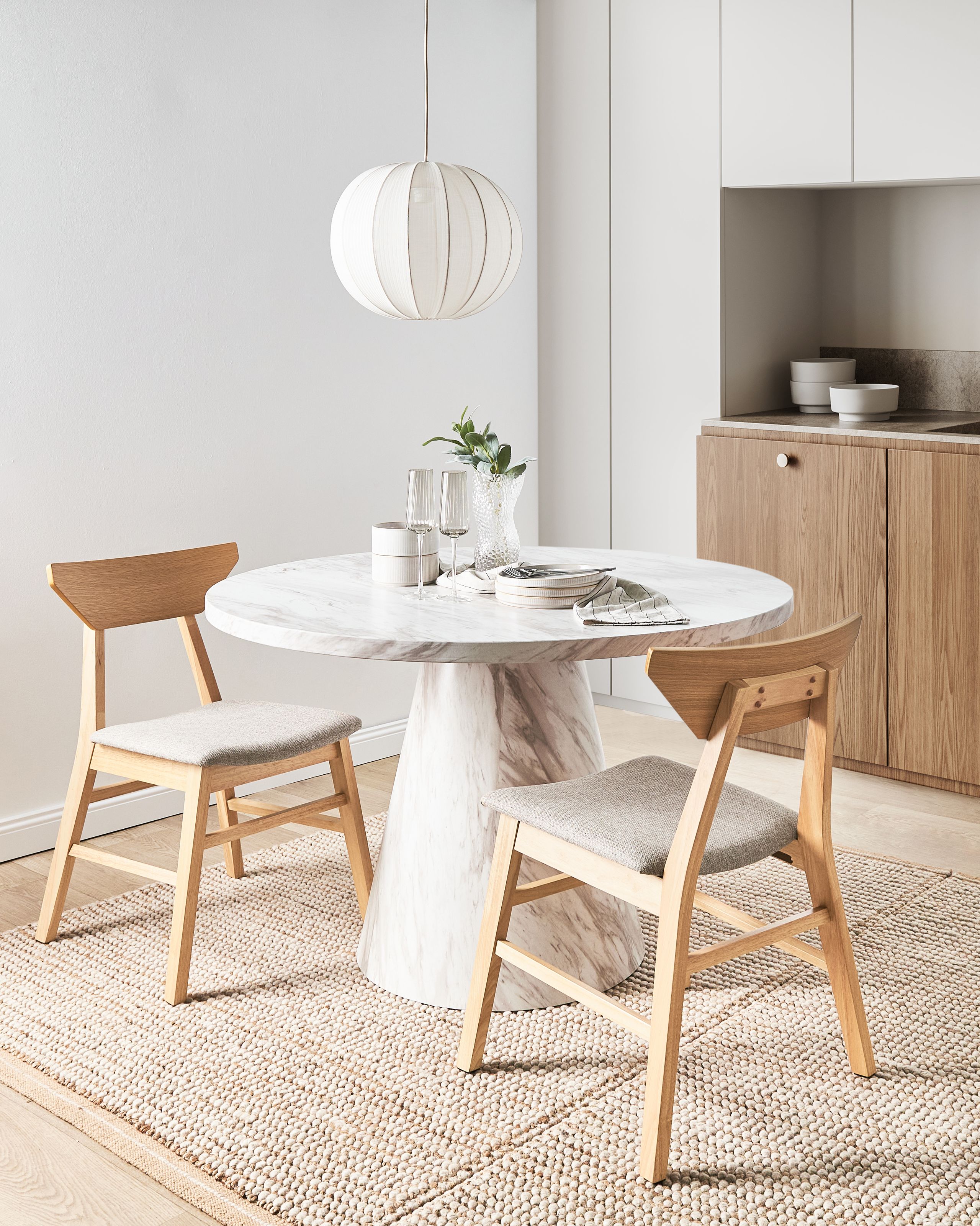 Scaun dining - Set de 2 scaune dining HOPKINS Lemn Maro deschis