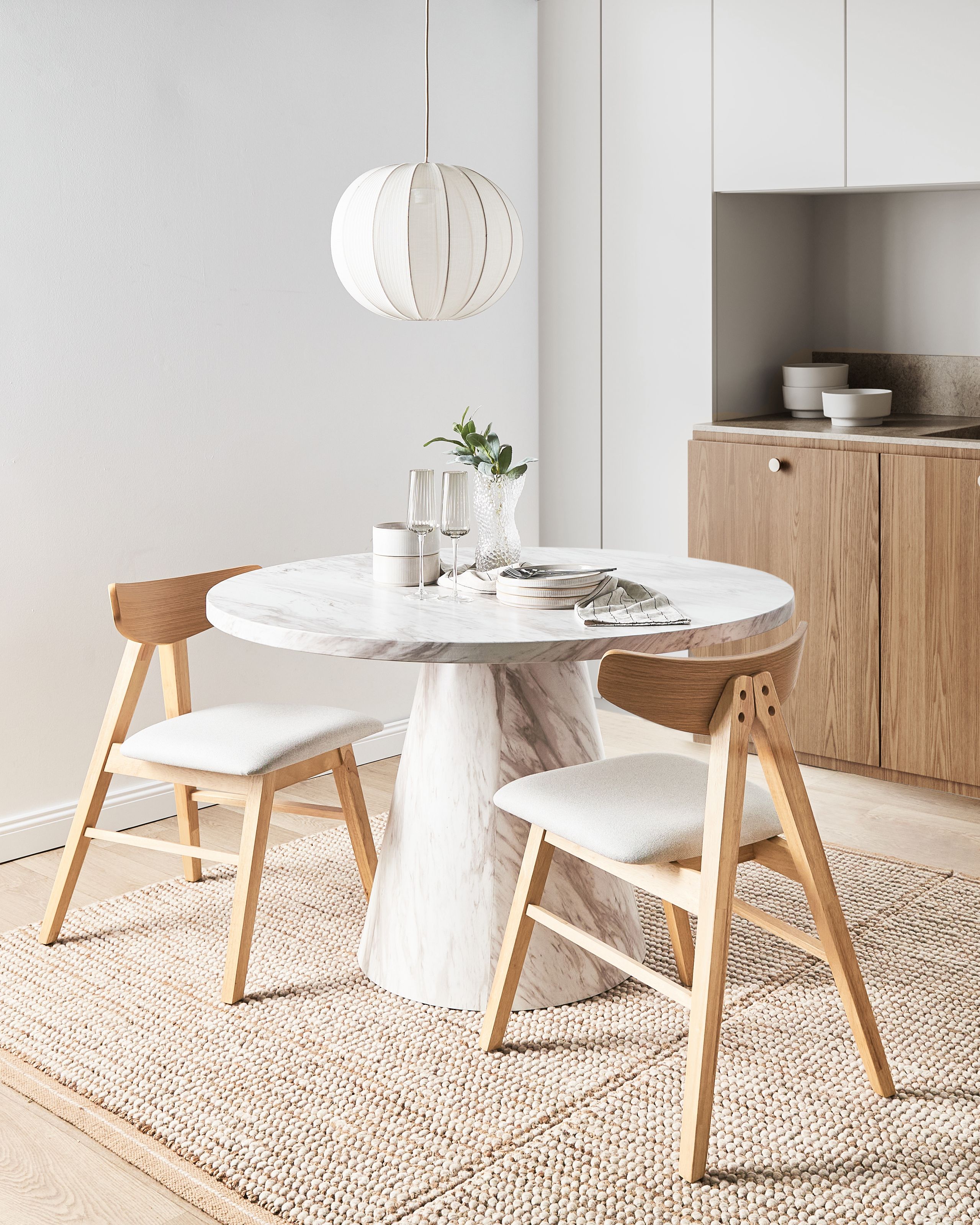 Scaun dining - Set de 2 scaune dining LACOTA Lemn Maro deschis/Gri