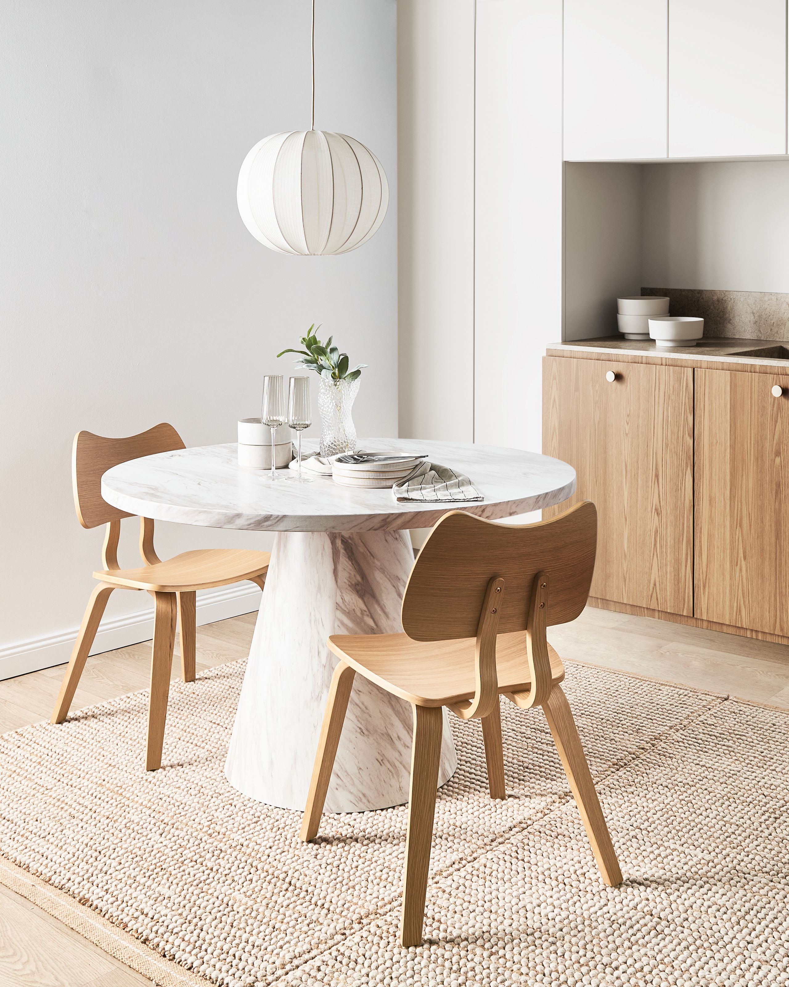 Scaun dining - Set of 2 dining chairs DIANA Light Brown Wood